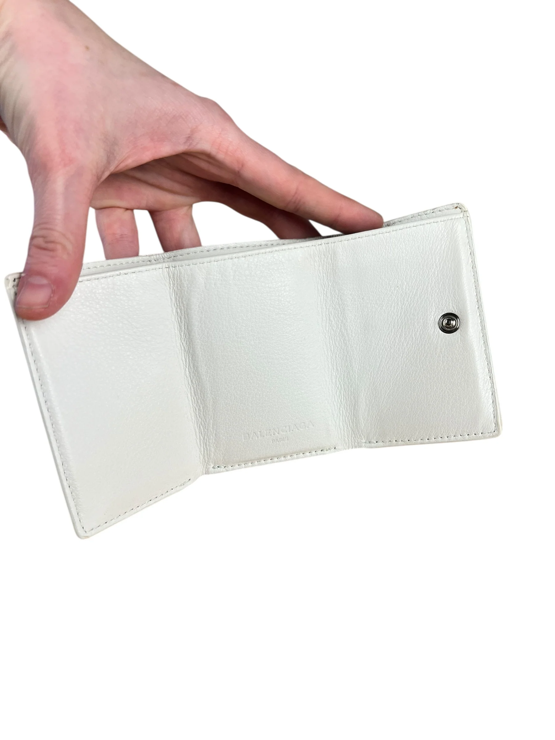 Balenciaga White Leather Papier Compact Wallet - Image 8