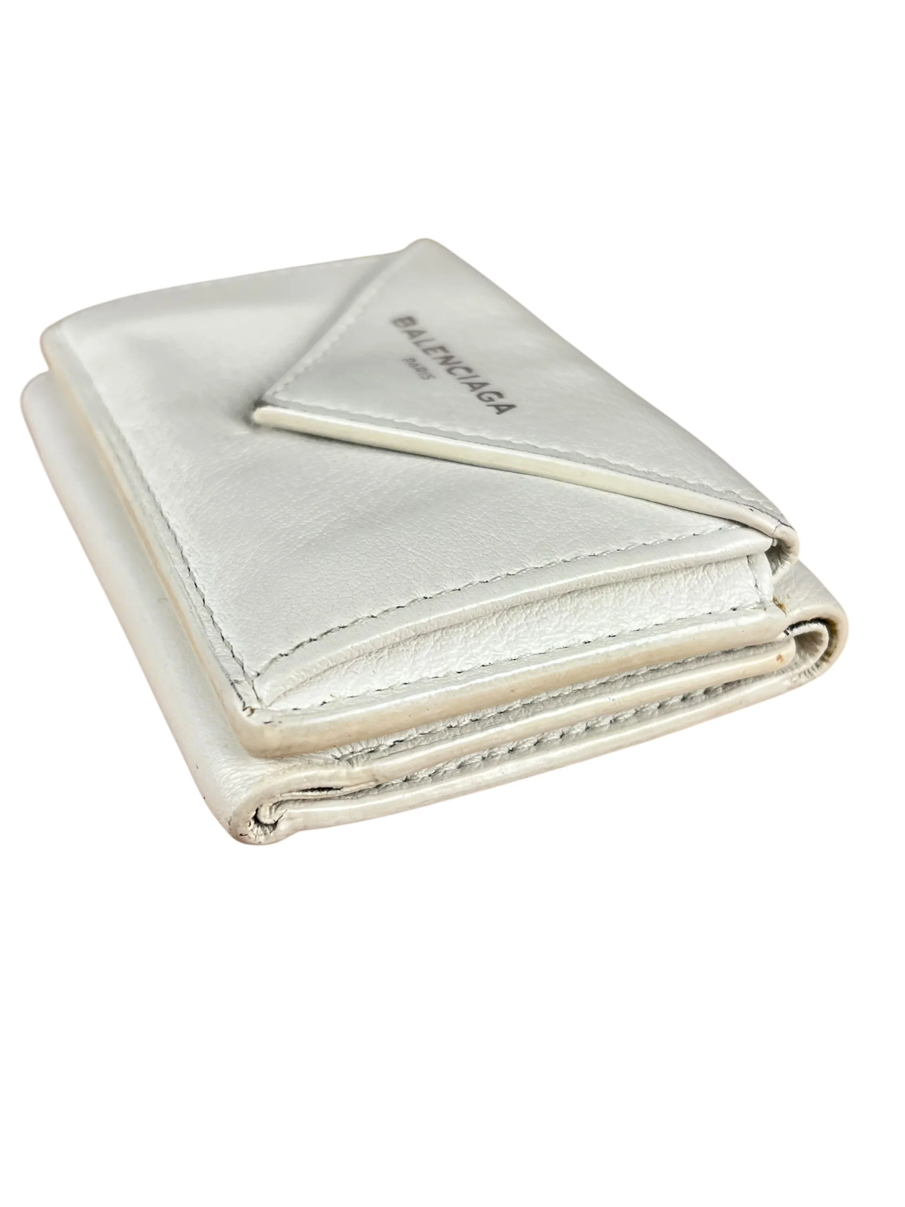 Balenciaga White Leather Papier Compact Wallet - Image 9