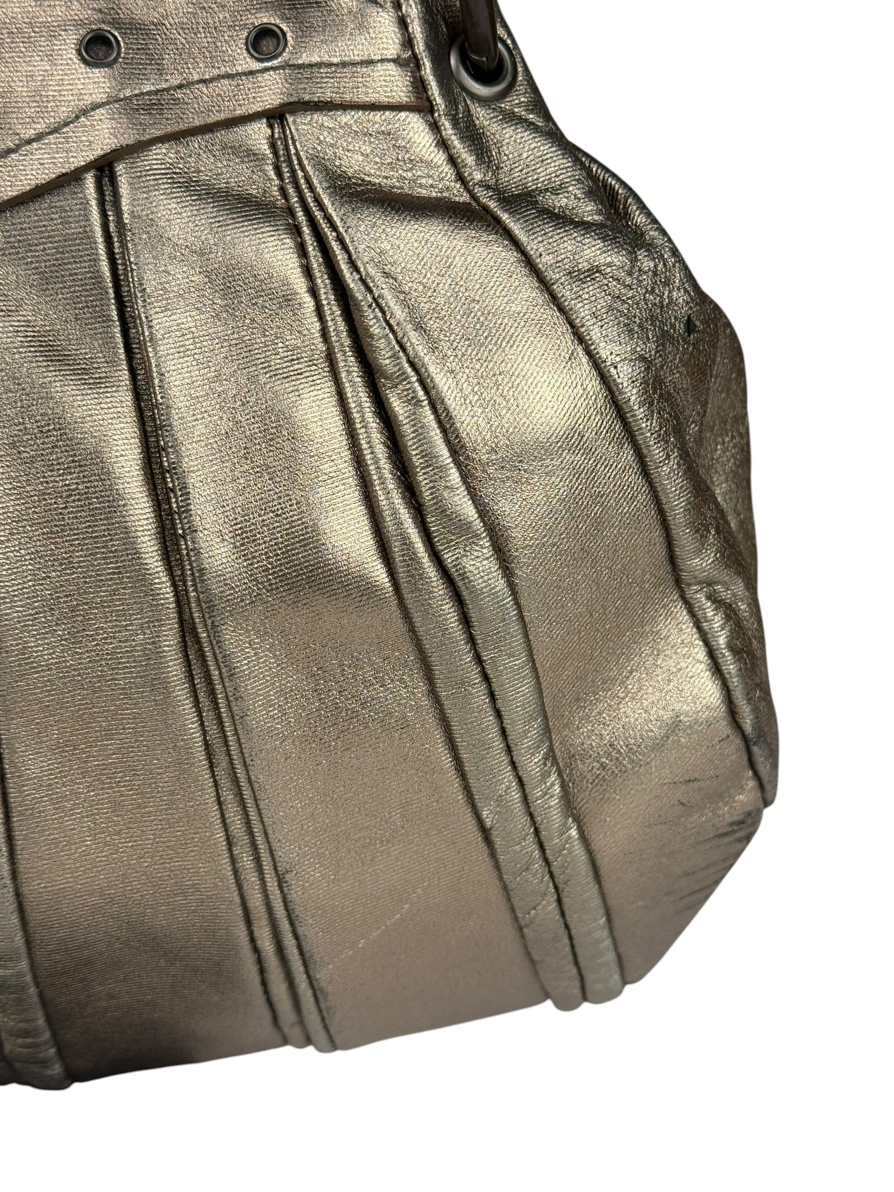 Bottega Veneta Metallic Pleated Shoulder Bag - Image 3