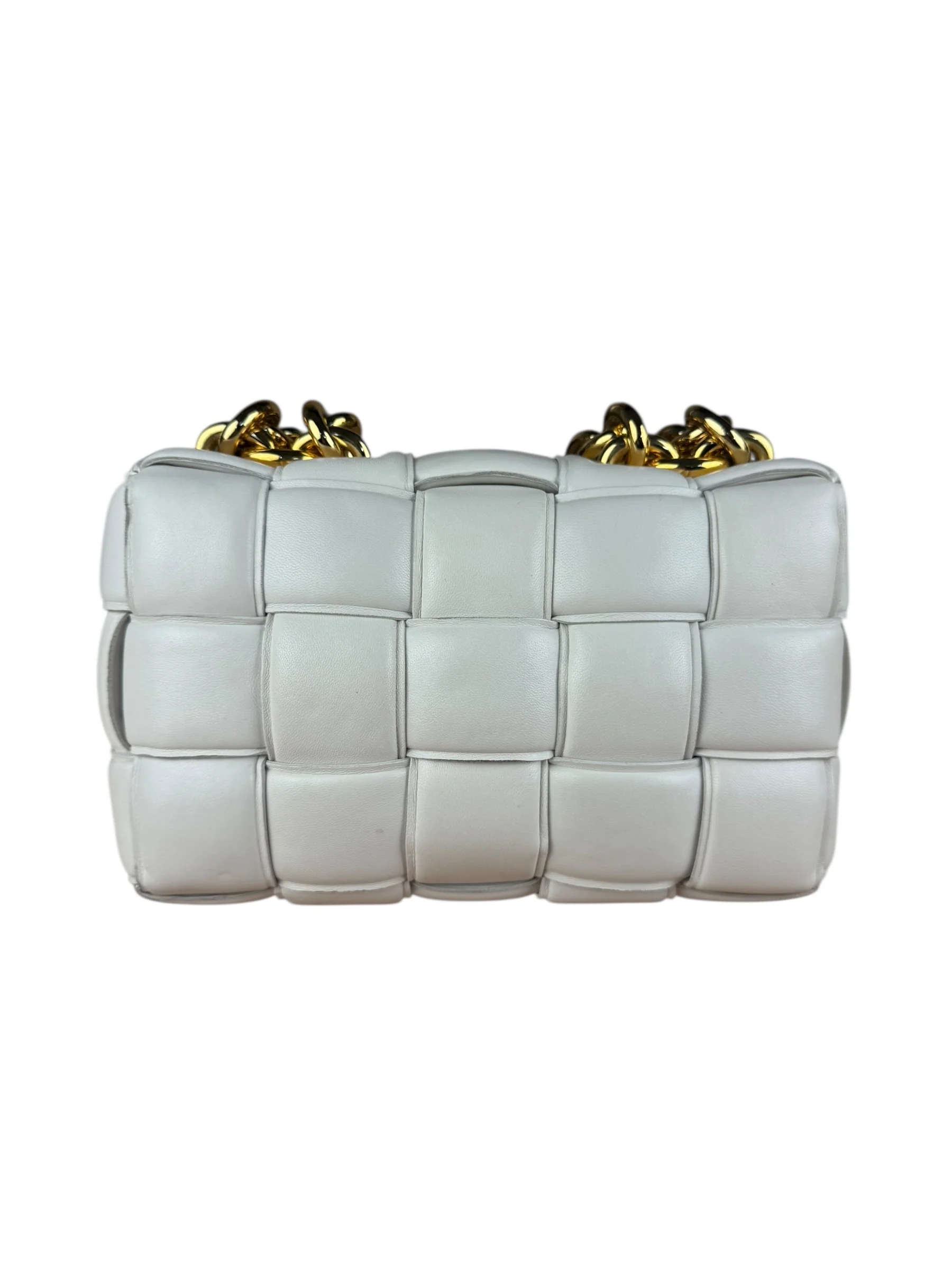 Bottega Veneta White Leather Padded Cassette Chain Bag - Image 11