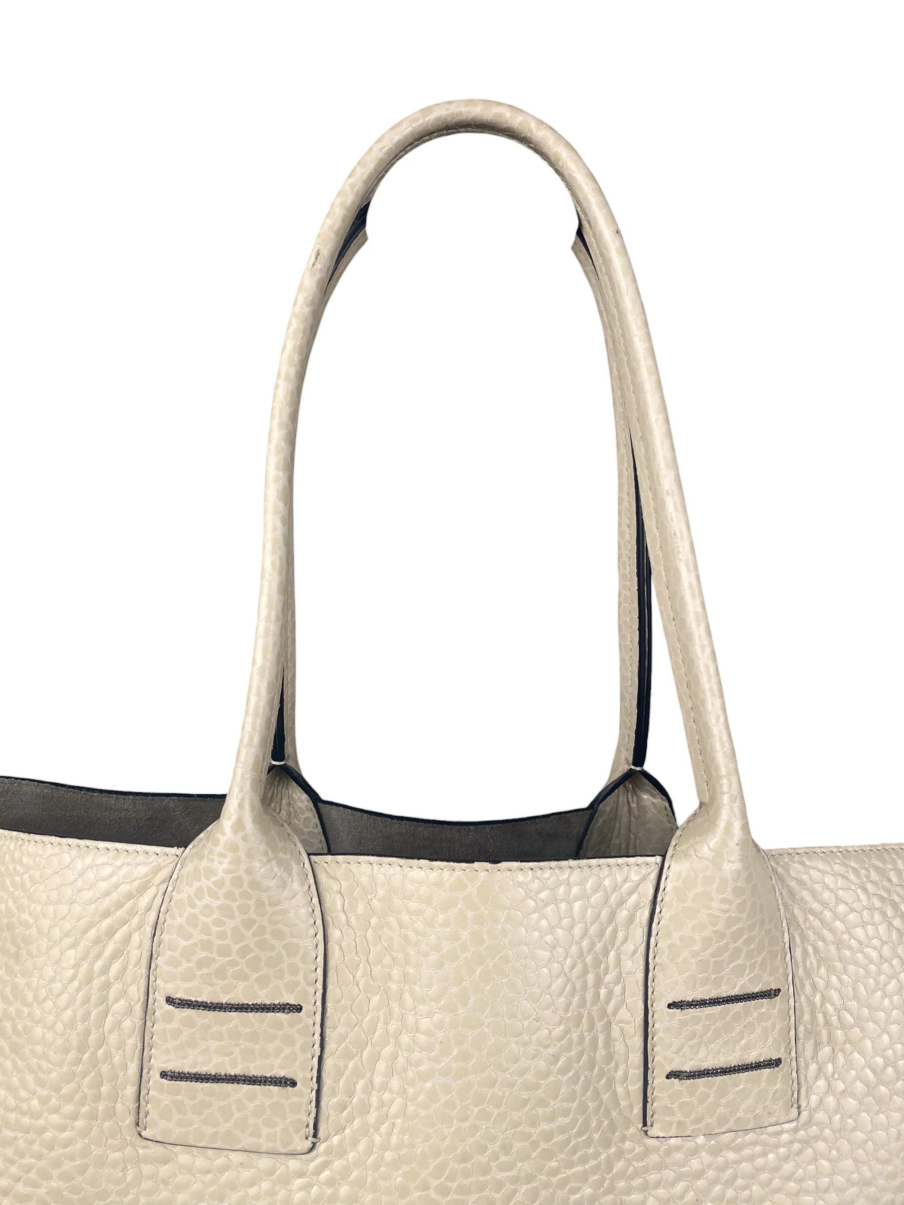 Brunello Cucinelli Cream Leather Tote - Image 14