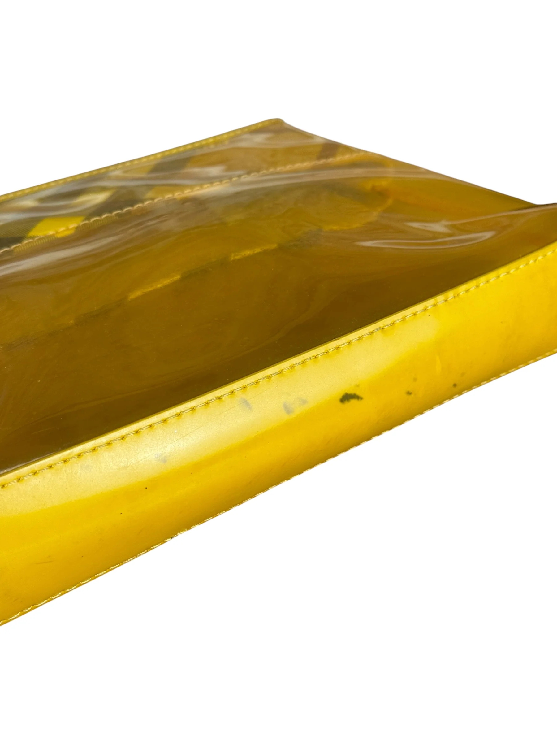 Burberry Yellow Vinyl Check Cosmetic Pouch - Image 10