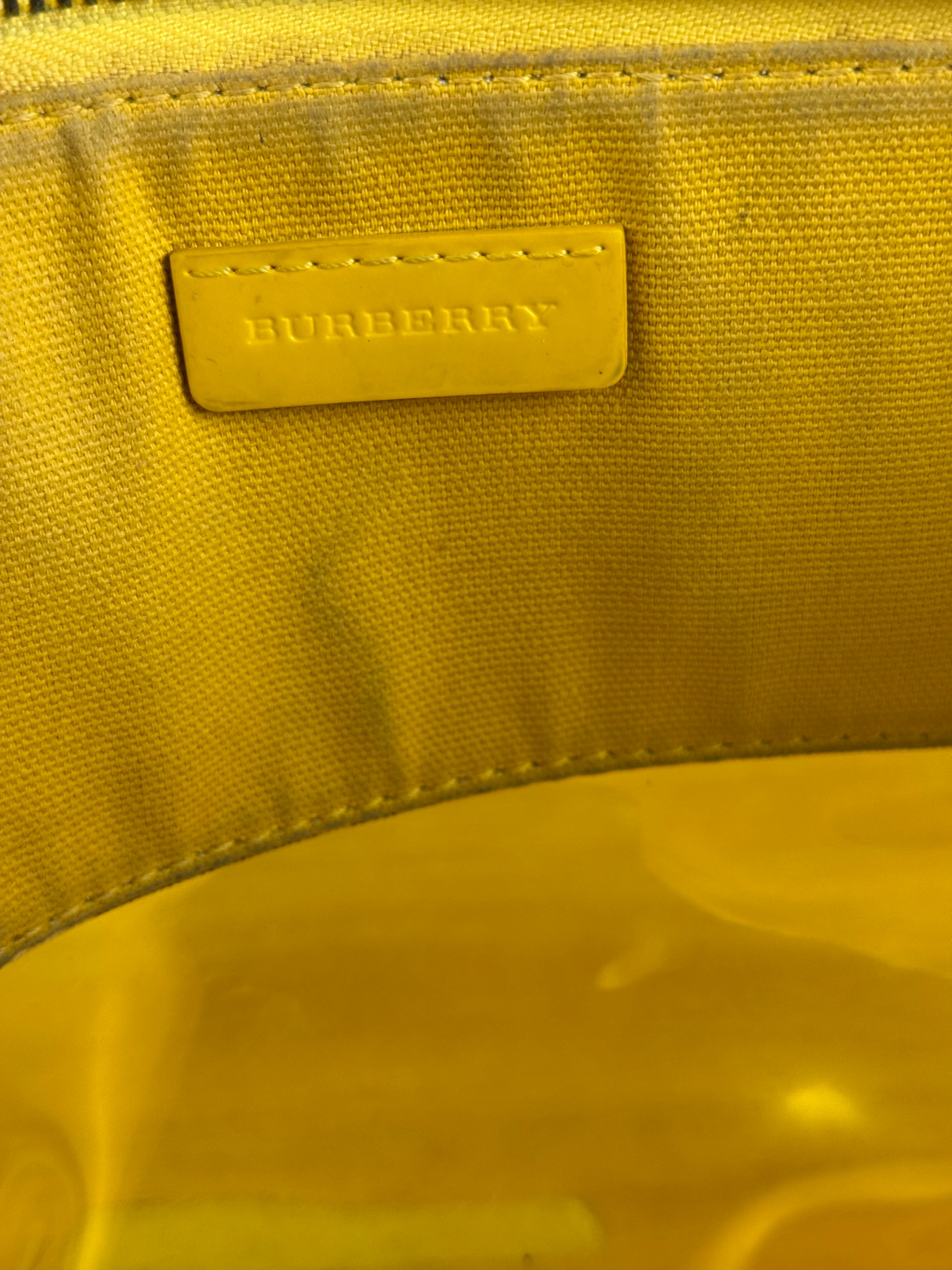 Burberry Yellow Vinyl Check Cosmetic Pouch - Image 14