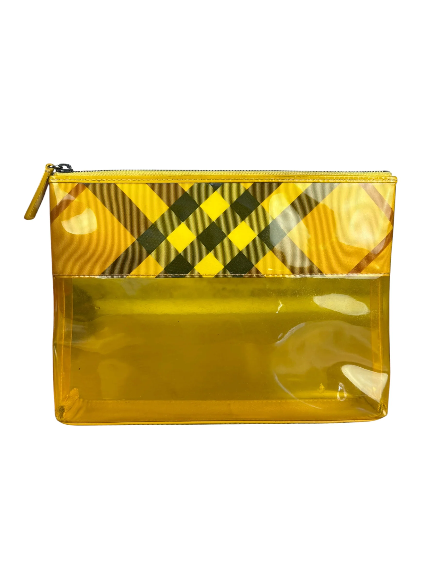 Burberry Yellow Vinyl Check Cosmetic Pouch - Image 3