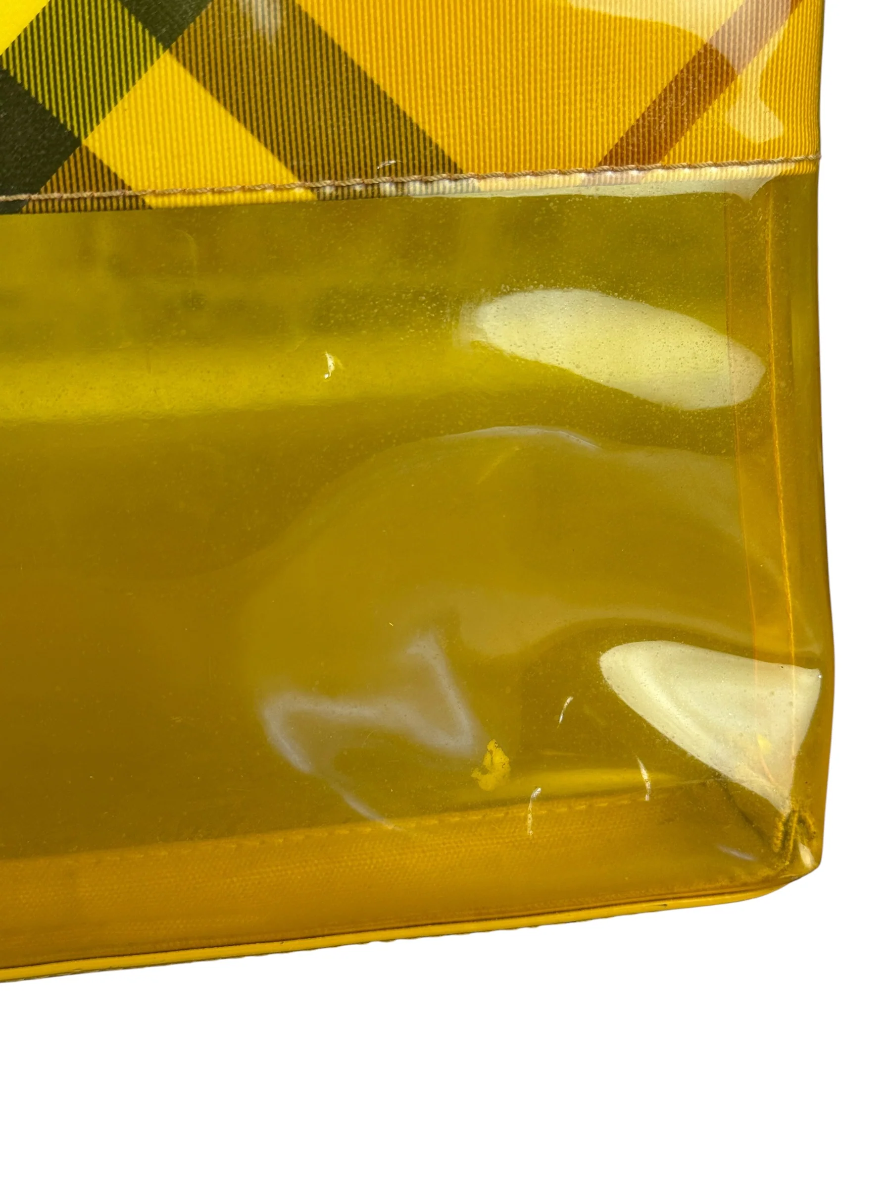 Burberry Yellow Vinyl Check Cosmetic Pouch - Image 4