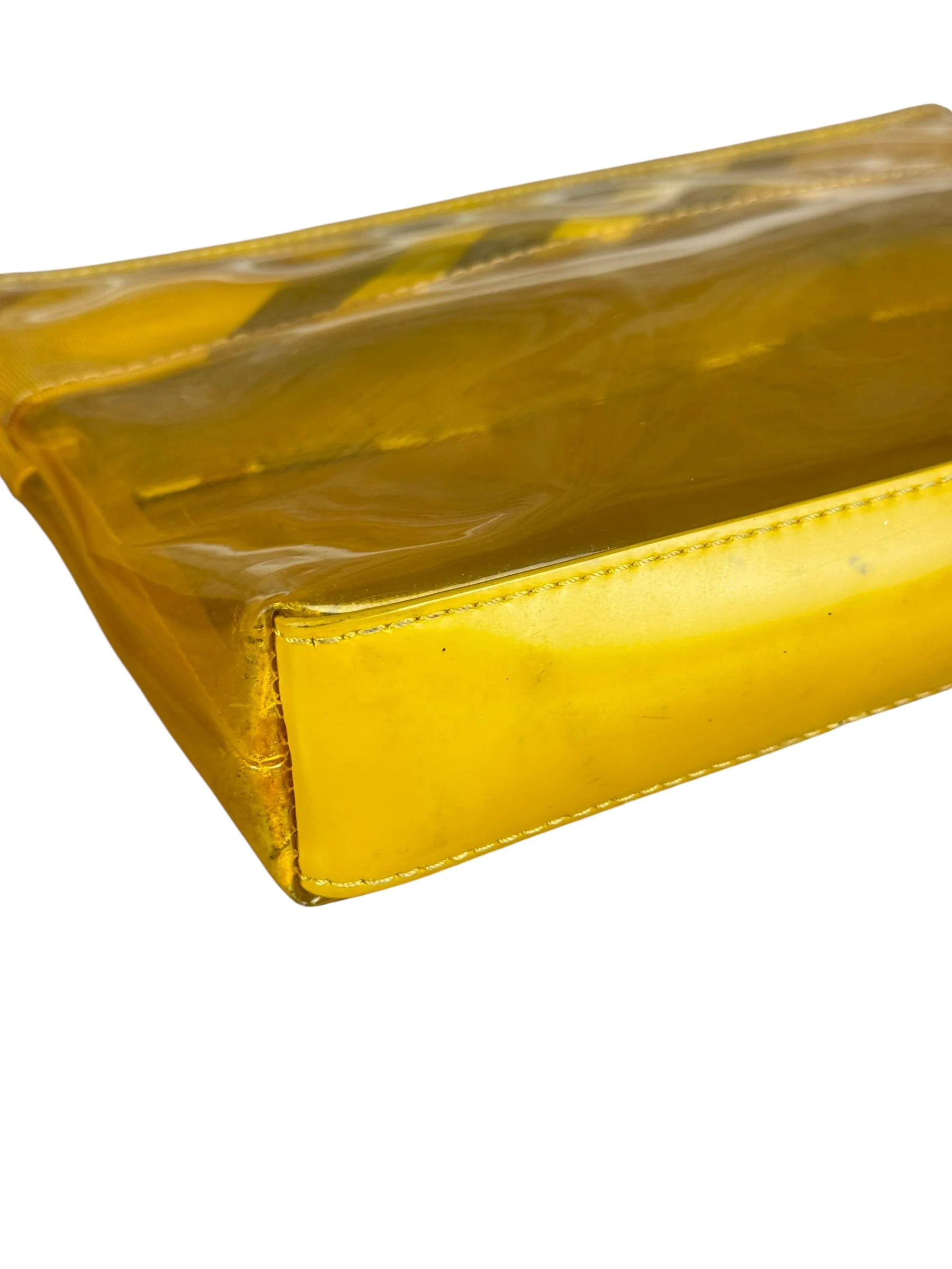 Burberry Yellow Vinyl Check Cosmetic Pouch - Image 9