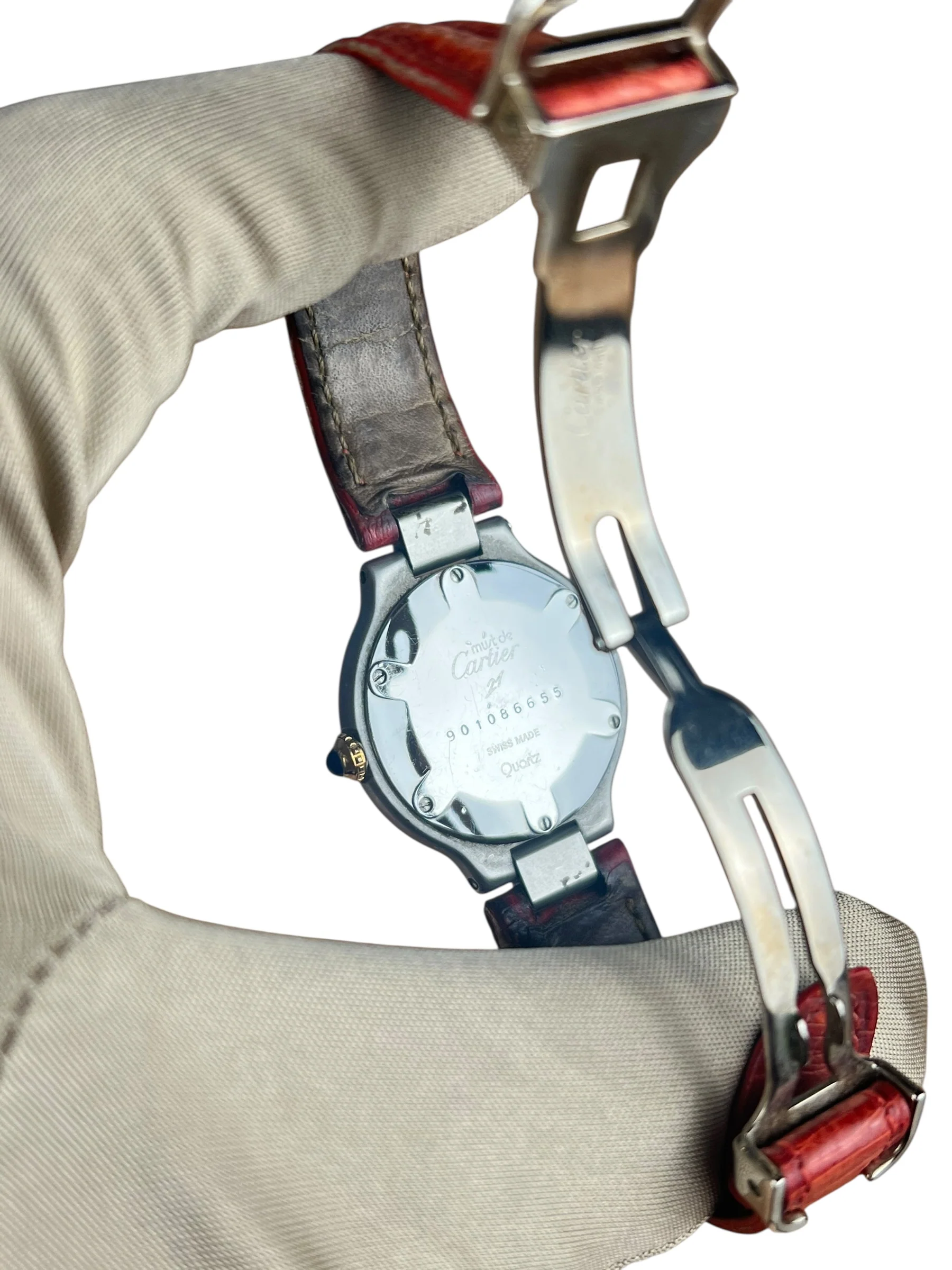 Cartier Must De 21 Red Leather Strap - Image 4