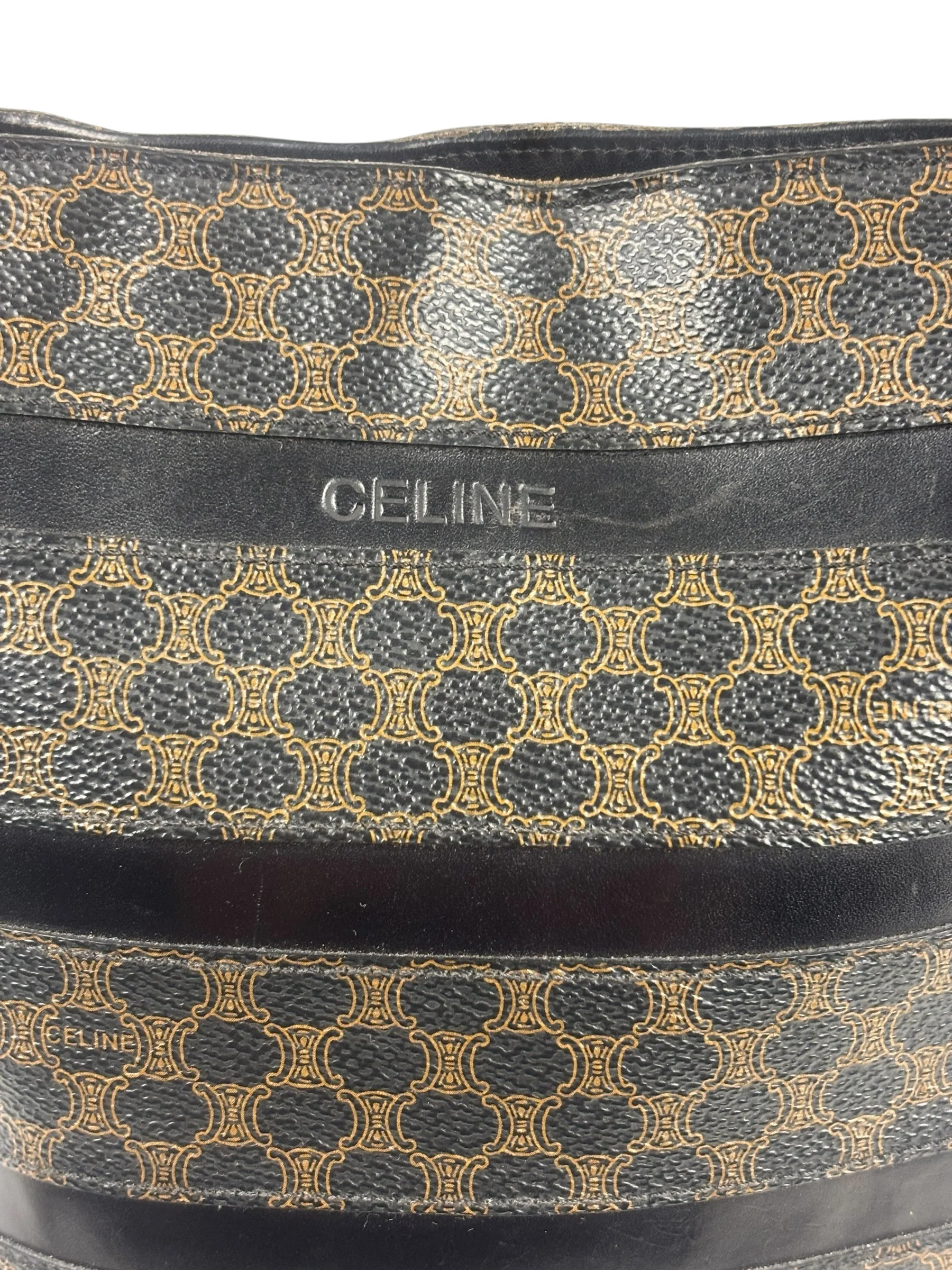 Celine Coated Canvas Stripped Macadam Crossbody - Image 10