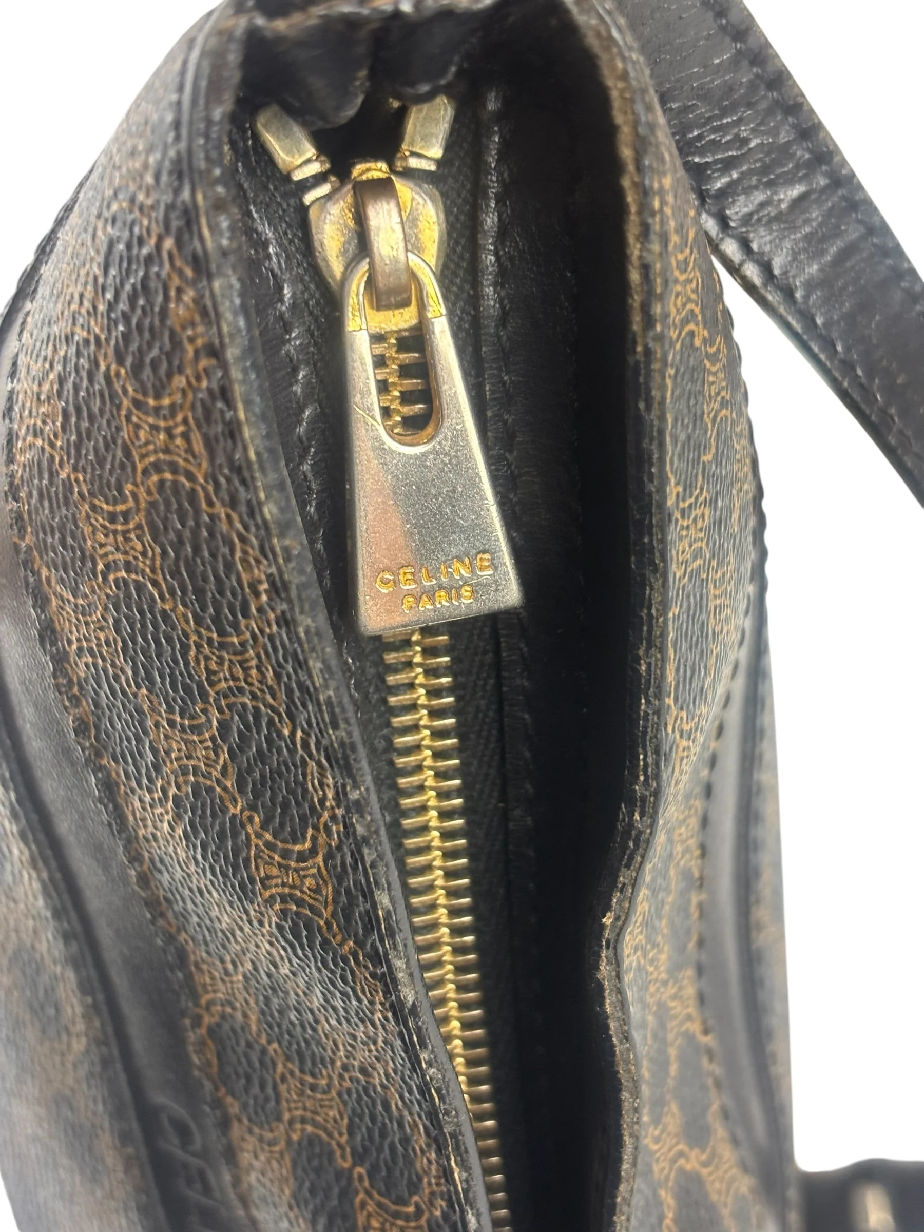 Celine Coated Canvas Stripped Macadam Crossbody - Image 11