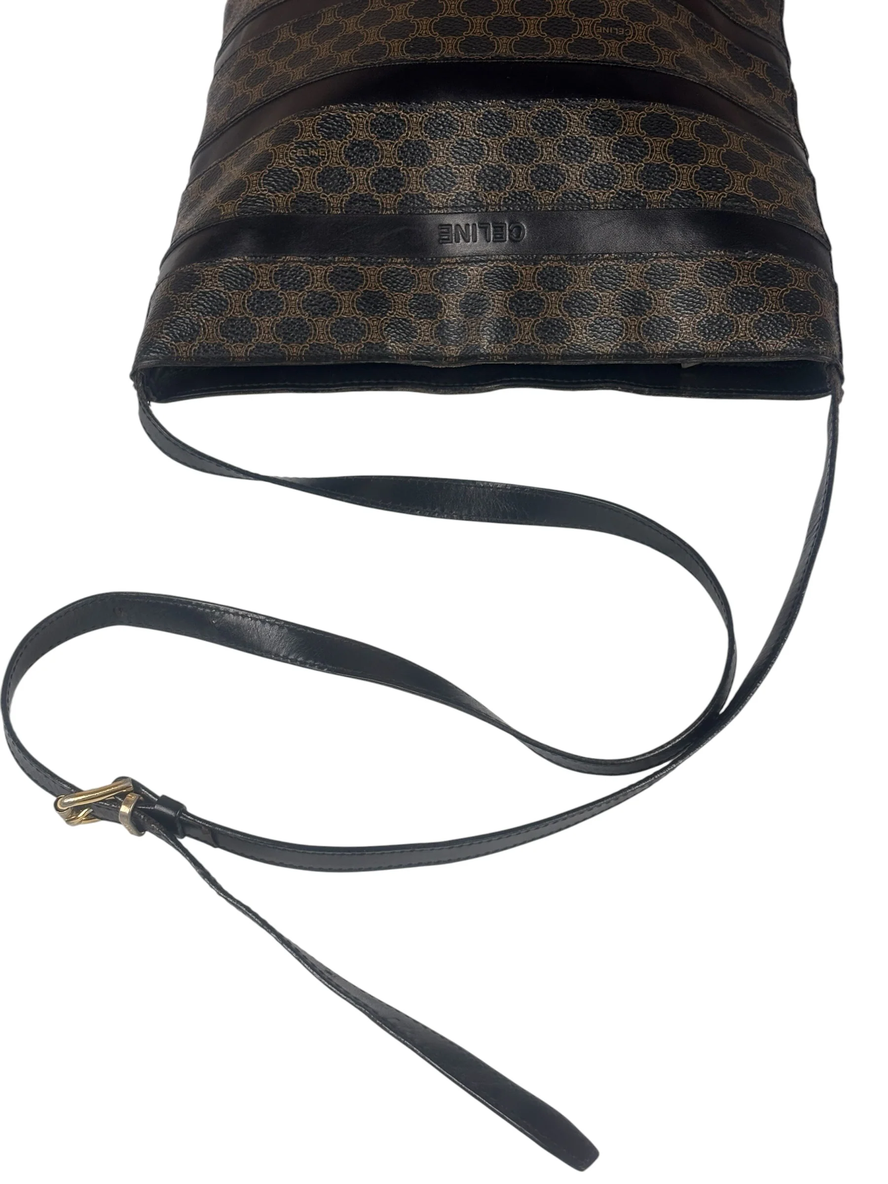 Celine Coated Canvas Stripped Macadam Crossbody - Image 21