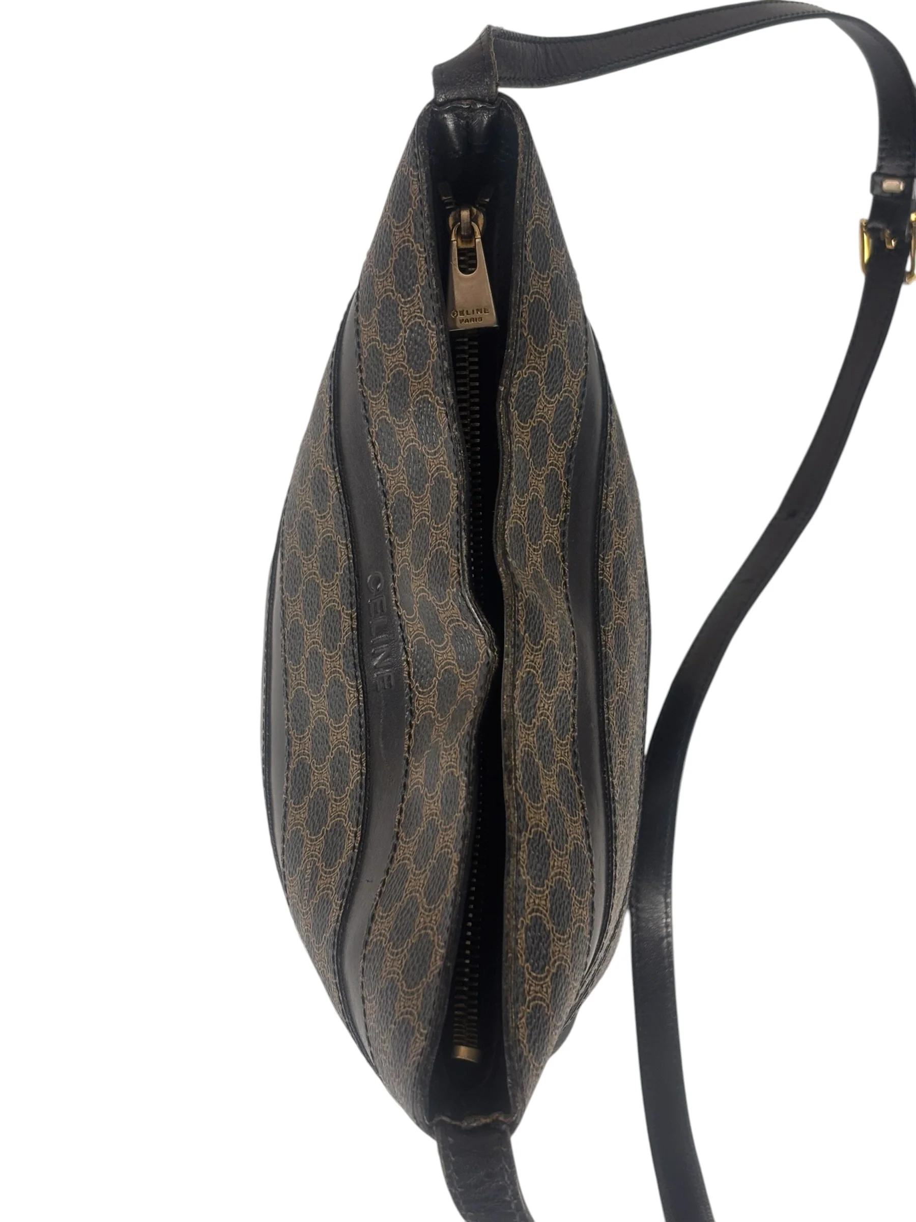 Celine Coated Canvas Stripped Macadam Crossbody - Image 3
