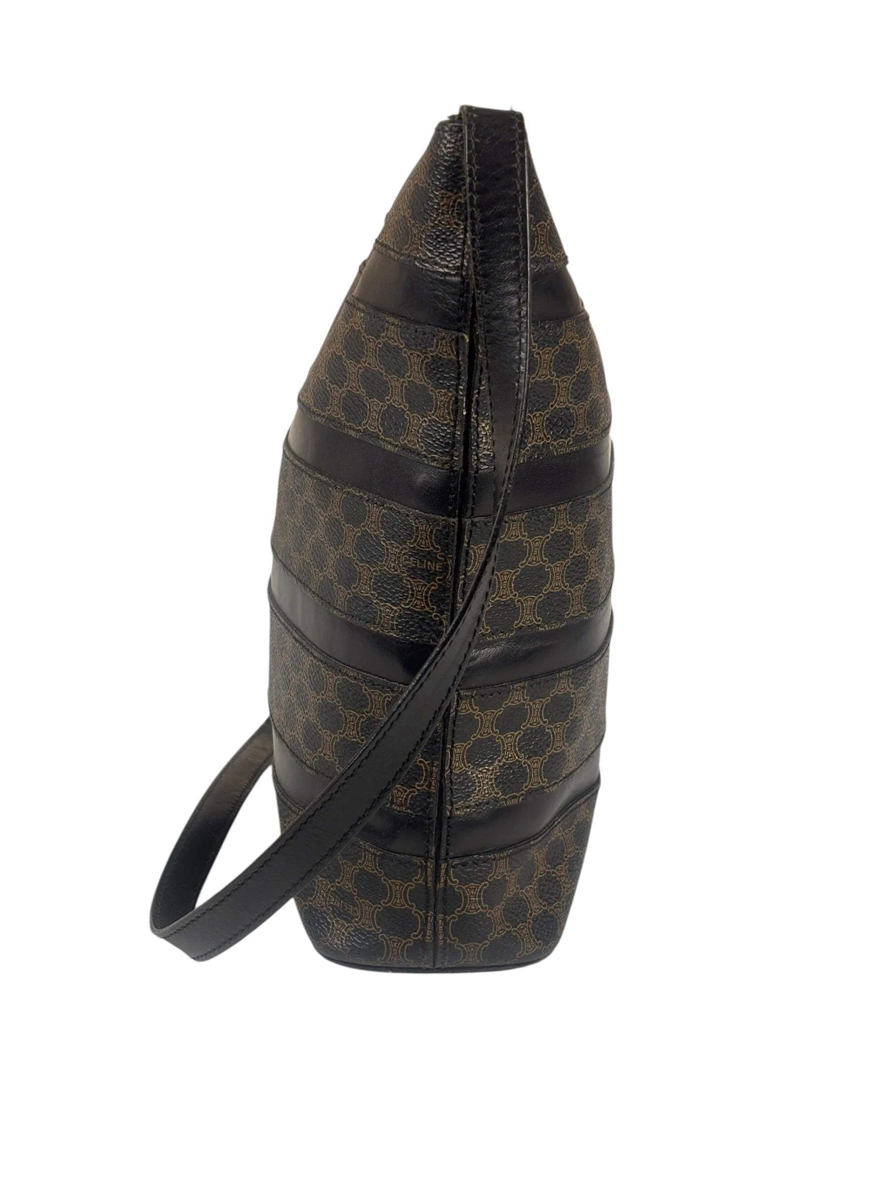 Celine Coated Canvas Stripped Macadam Crossbody - Image 4