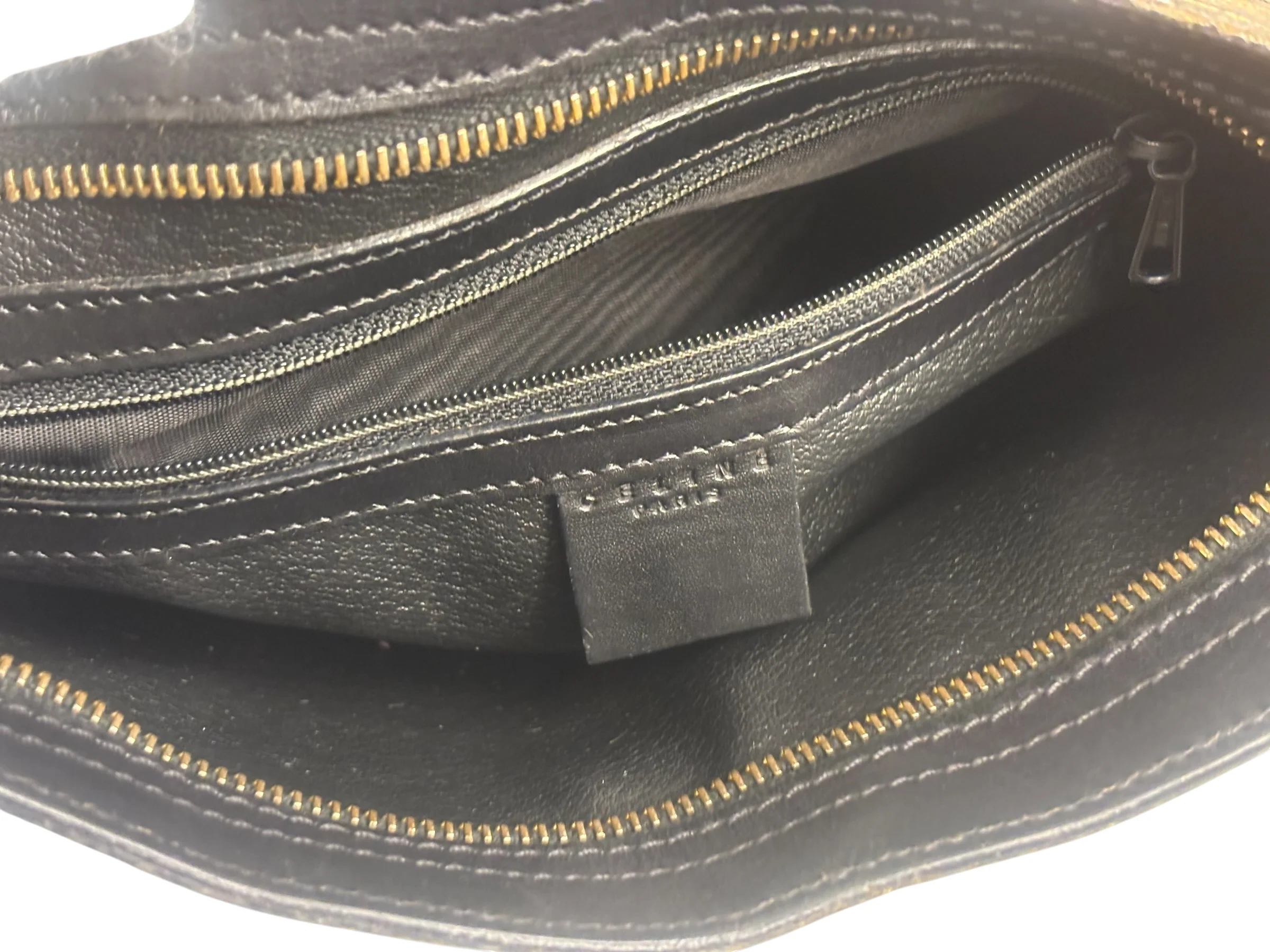 Celine Coated Canvas Stripped Macadam Crossbody - Image 9