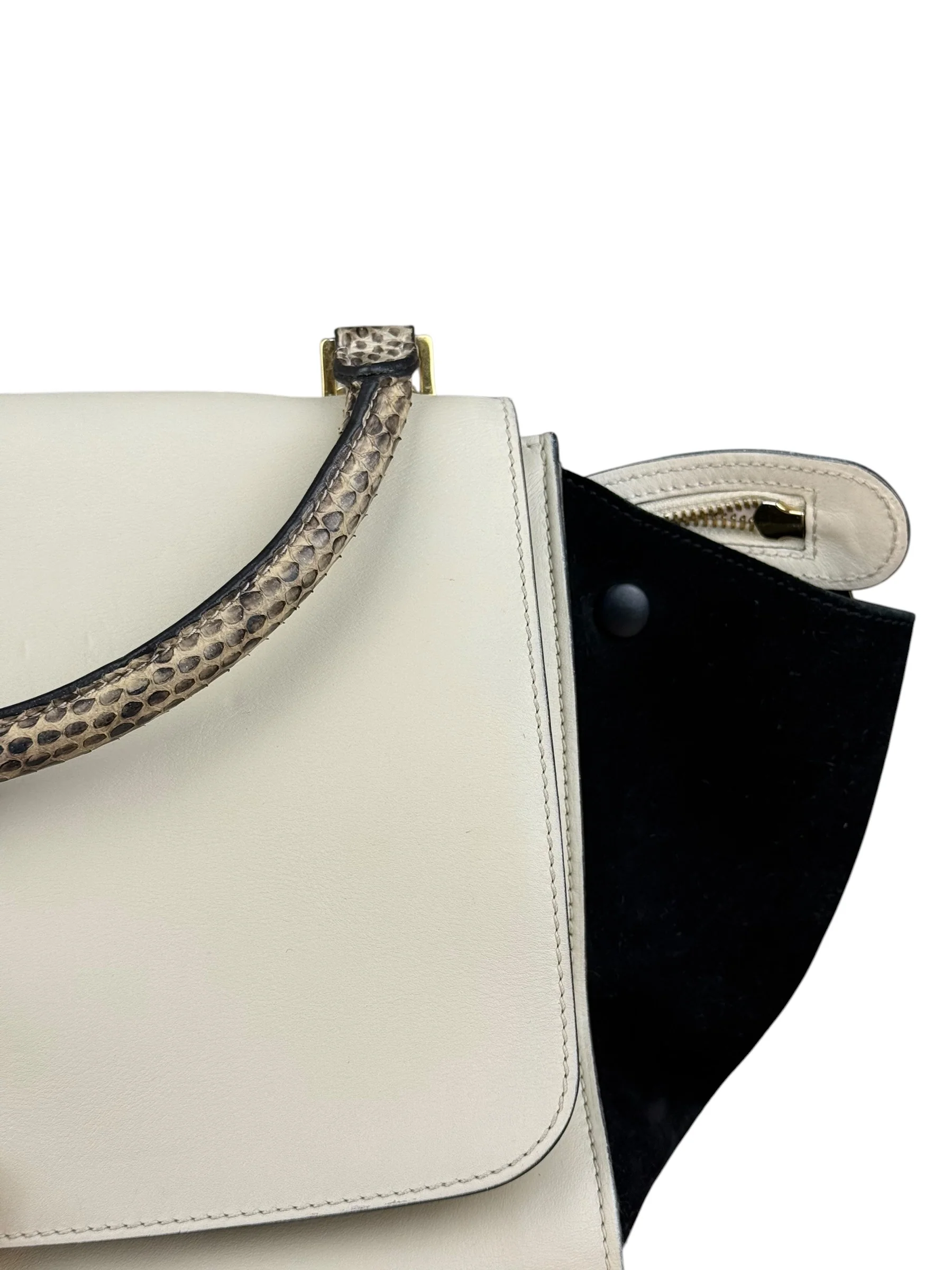Celine Trapeze Leather 2Way Python Handle Handbag - Image 3