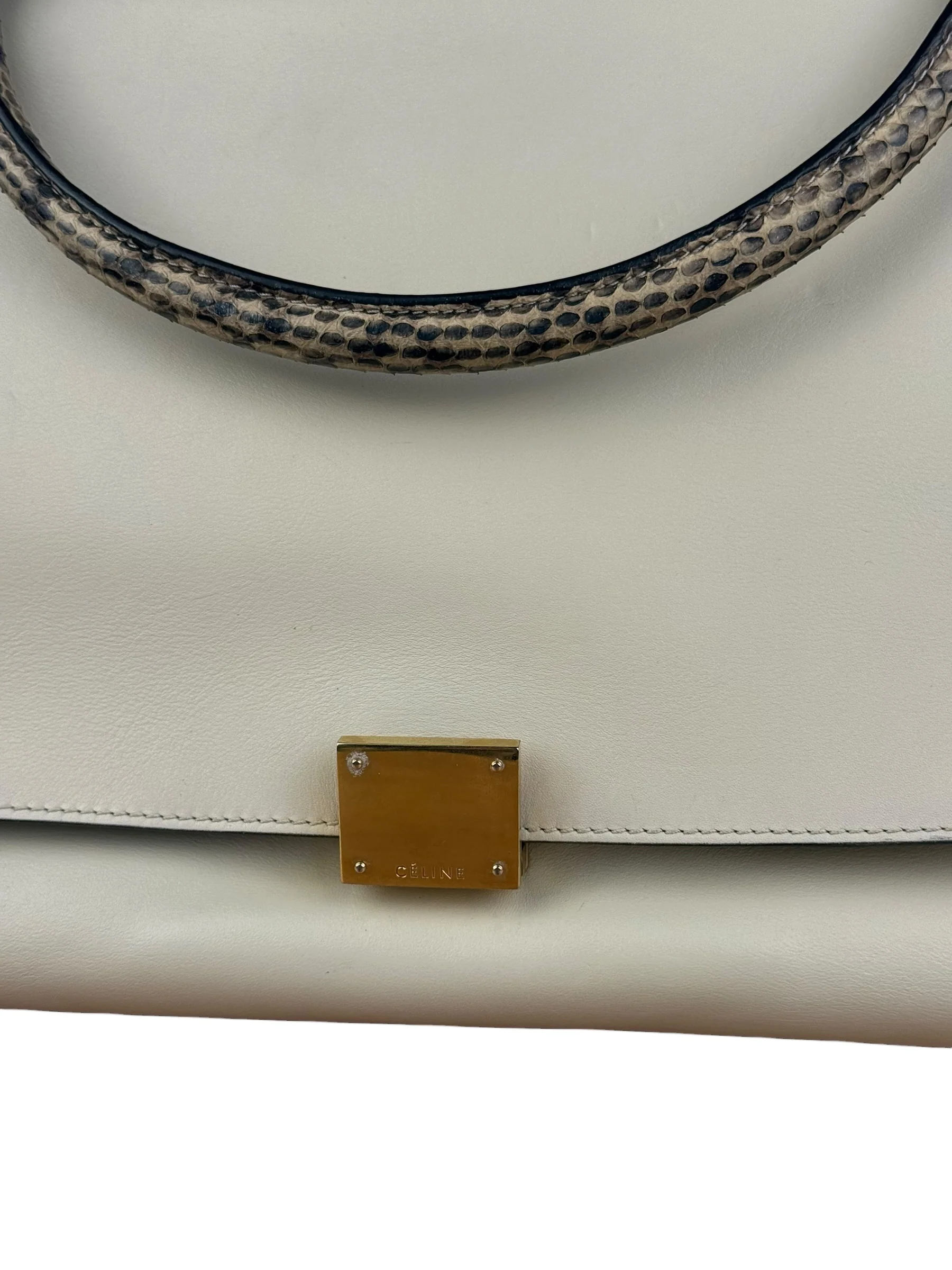 Celine Trapeze Leather 2Way Python Handle Handbag - Image 4