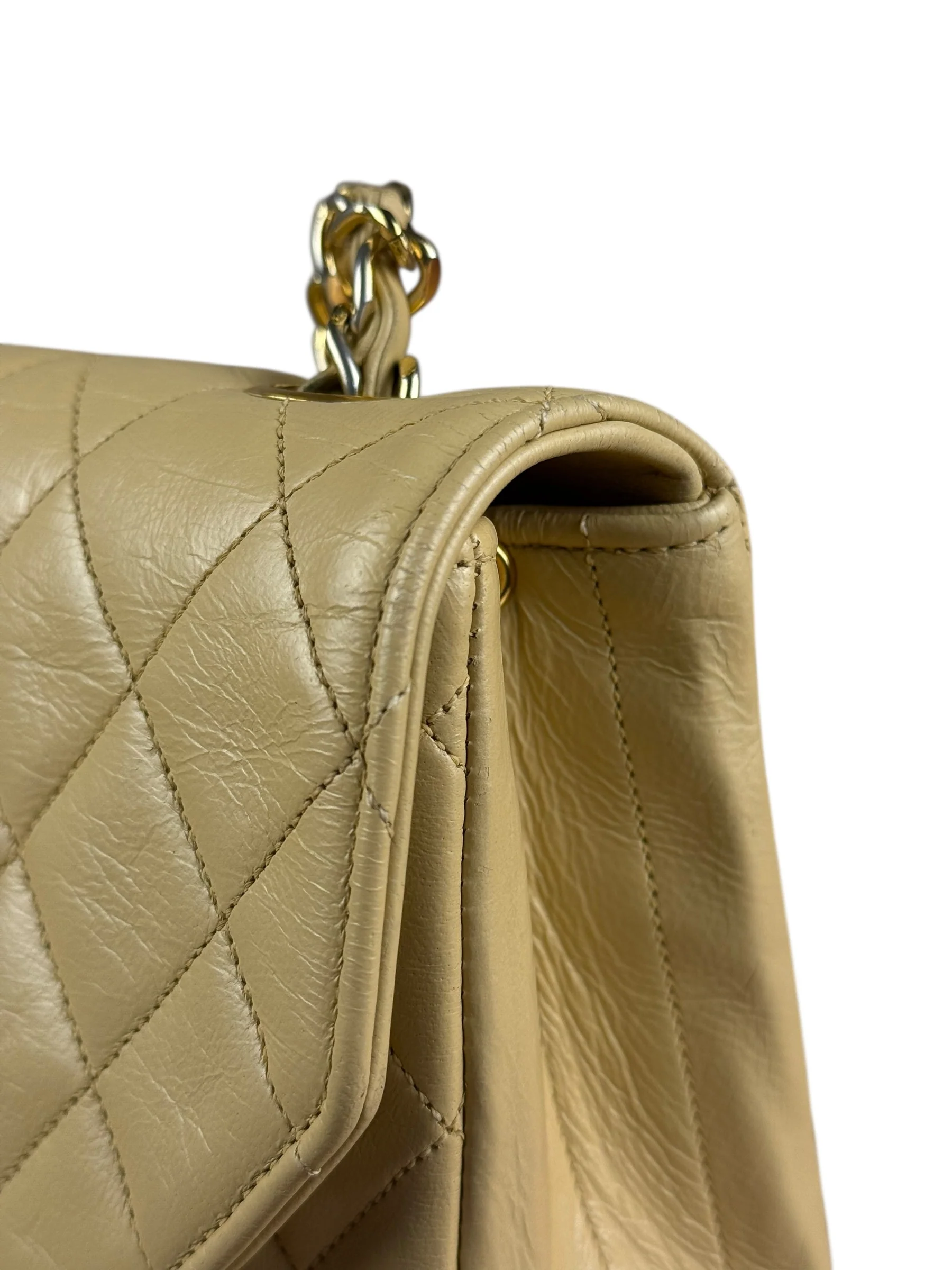 Chanel 1986 Beige Quilted Leather Curved Flap Bag - Image 5