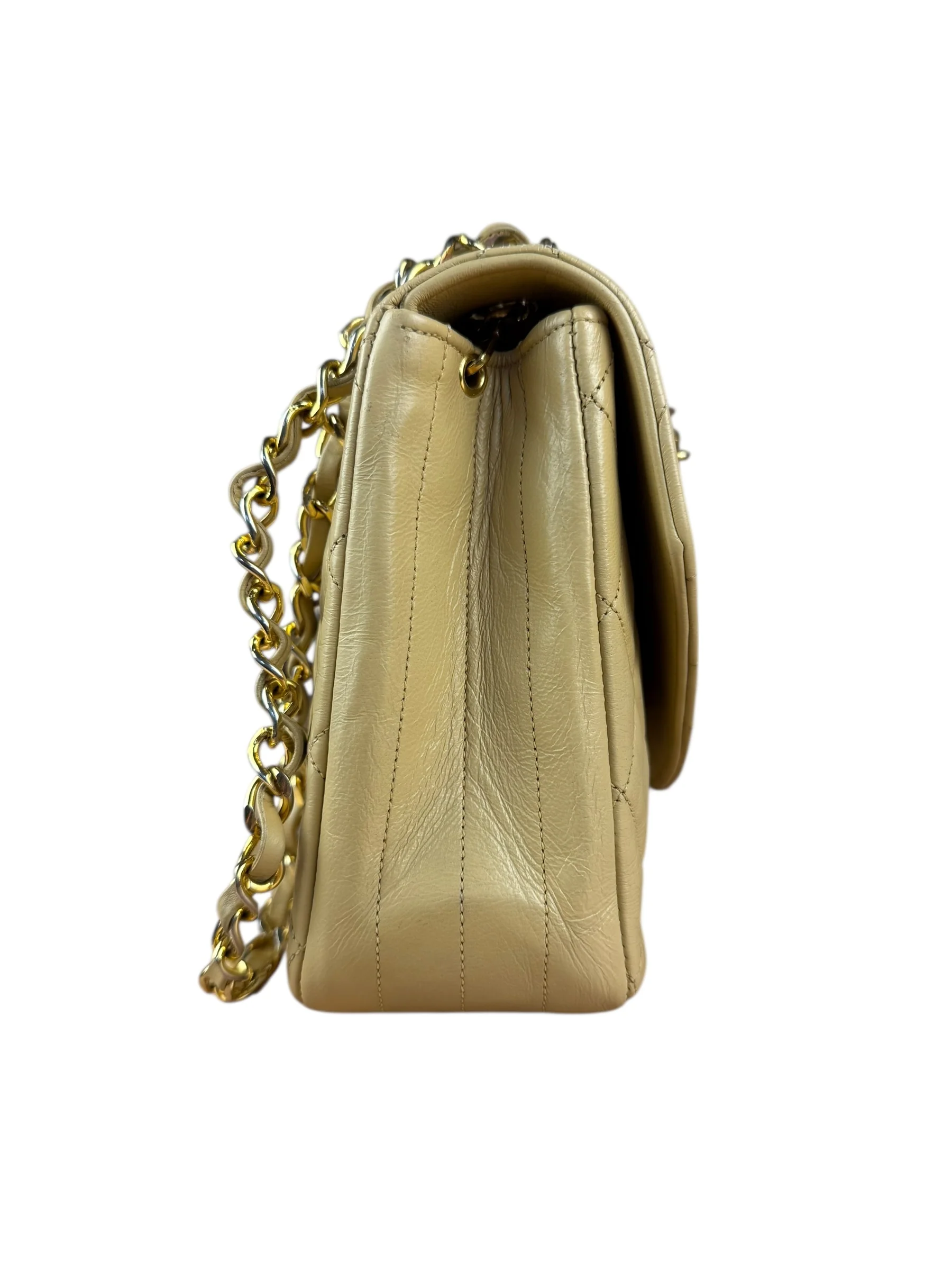Chanel 1986 Beige Quilted Leather Curved Flap Bag - Image 7