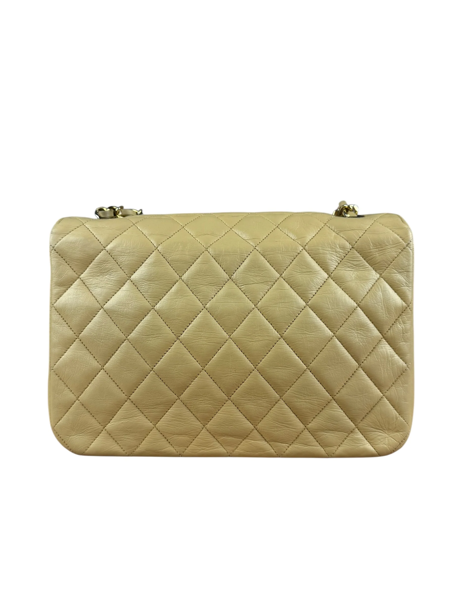Chanel 1986 Beige Quilted Leather Curved Flap Bag - Image 8