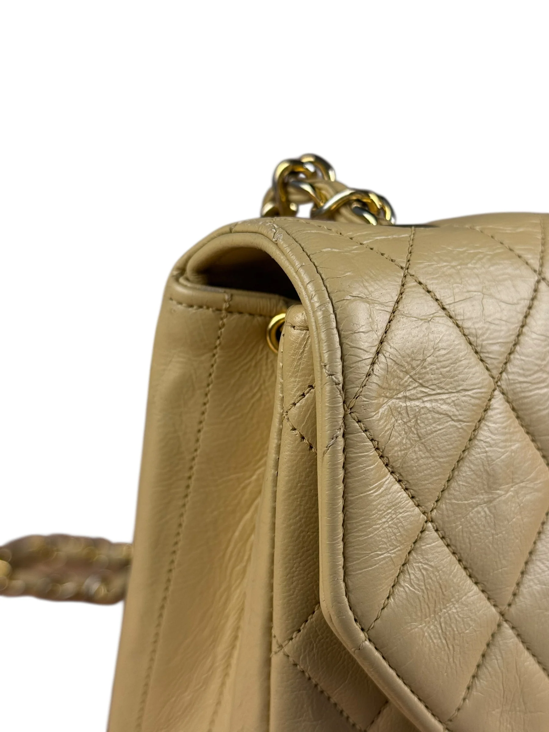 Chanel 1986 Beige Quilted Leather Curved Flap Bag - Image 9