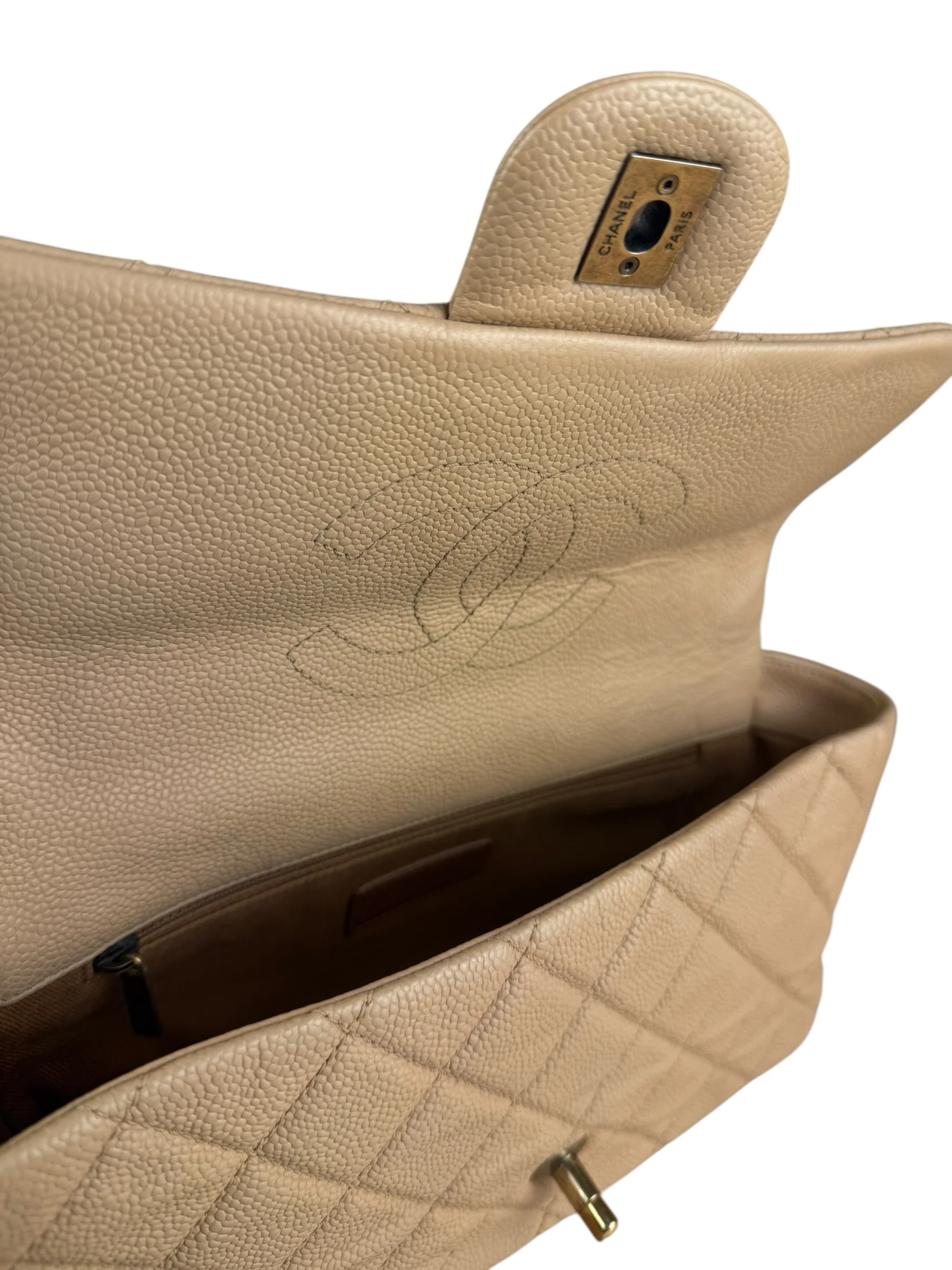 Chanel 2012 Diamond Chain Beige Single Flap - Image 10
