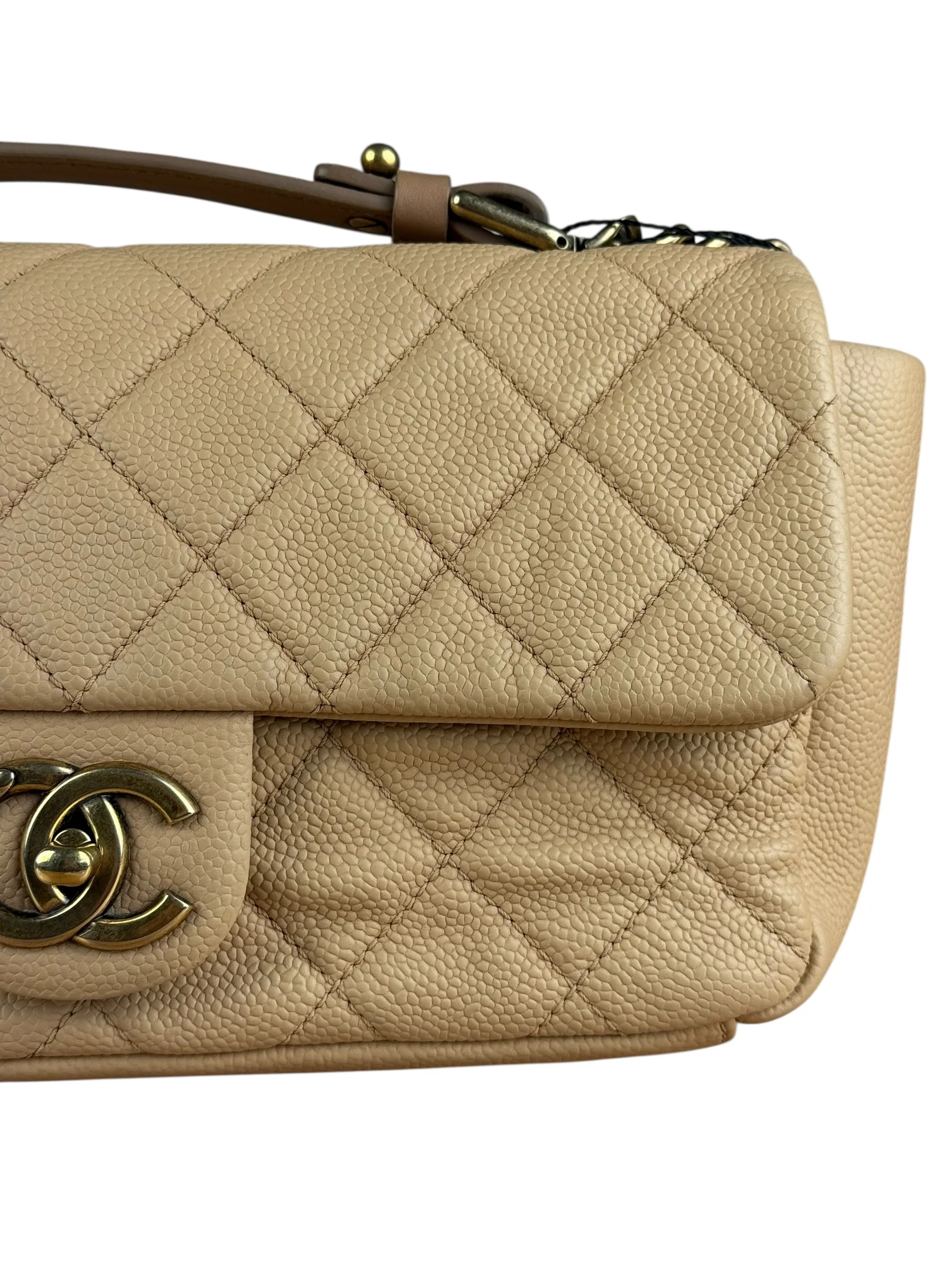 Chanel 2012 Diamond Chain Beige Single Flap - Image 3