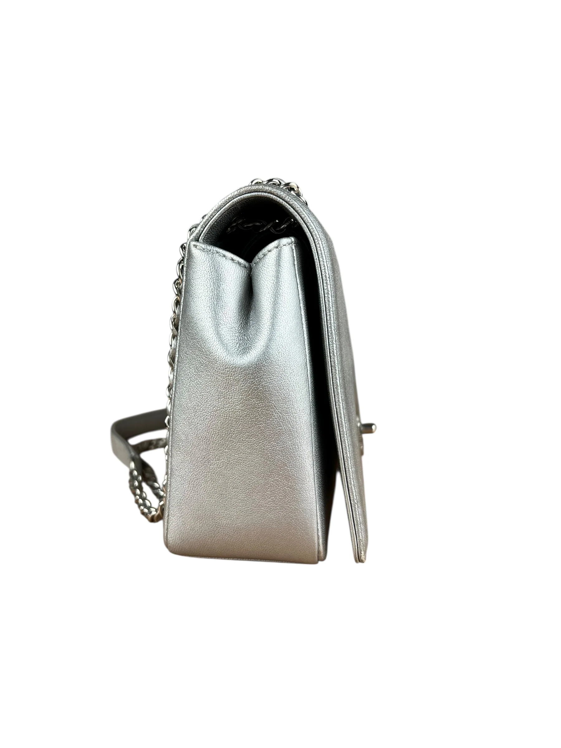 Chanel 2017 Mademoiselle Silver Chevron Single Flap - Image 10
