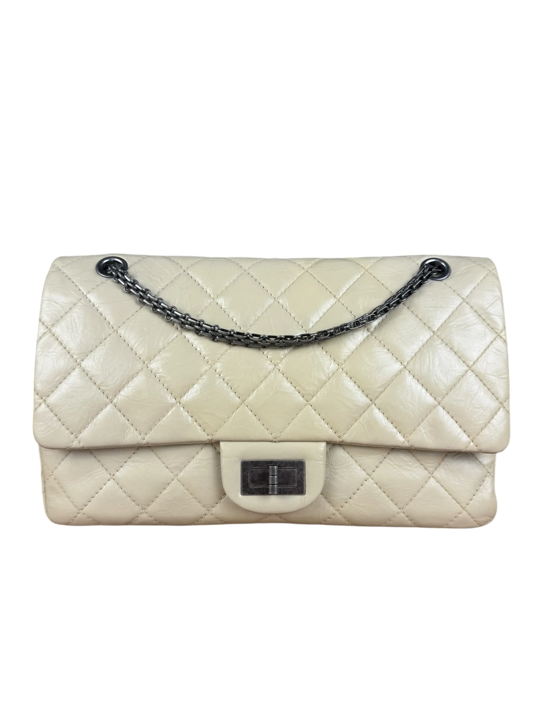 Chanel Aged Ivory Quilted Leather 2.55 Reissue Double Flap Bag 2009