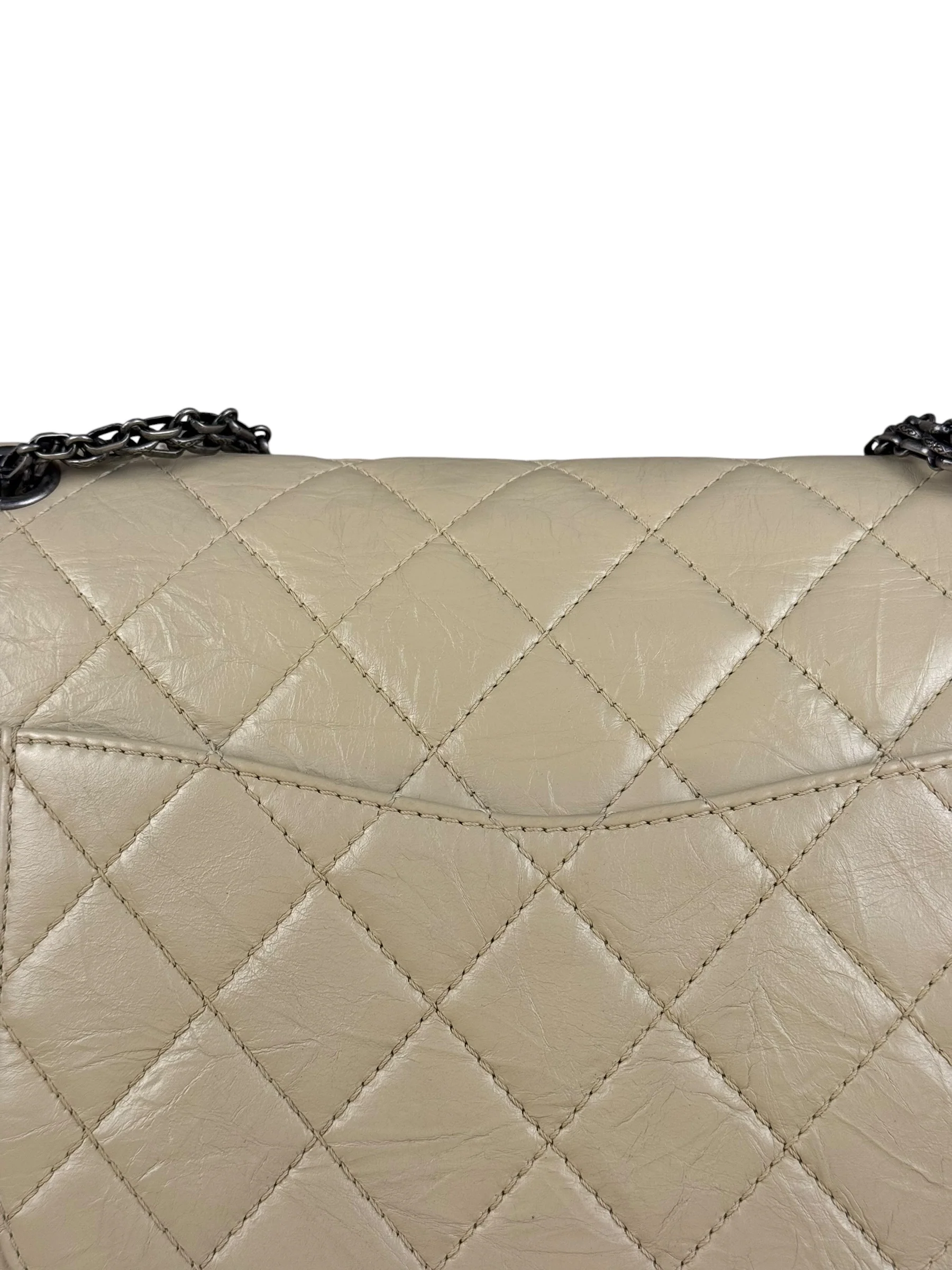 Chanel Aged Ivory Quilted Leather 2.55 Reissue Double Flap Bag 2009 - Image 8