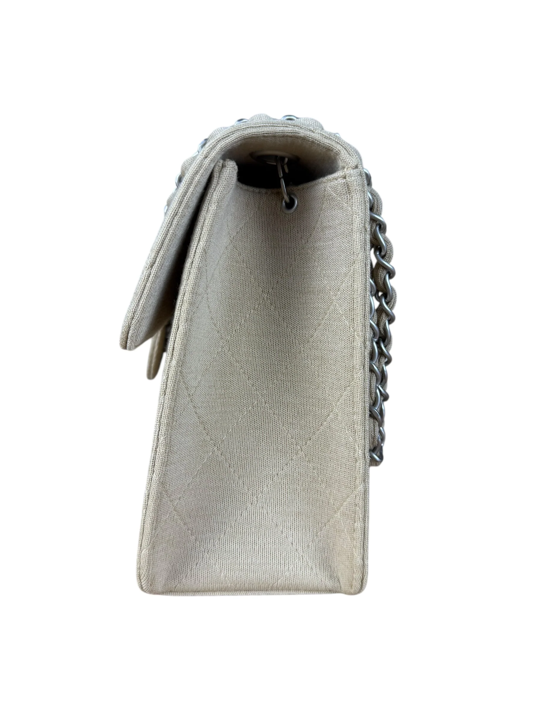 Chanel Beige Quilted Canvas Chain Flap Bag 1998 - Image 5