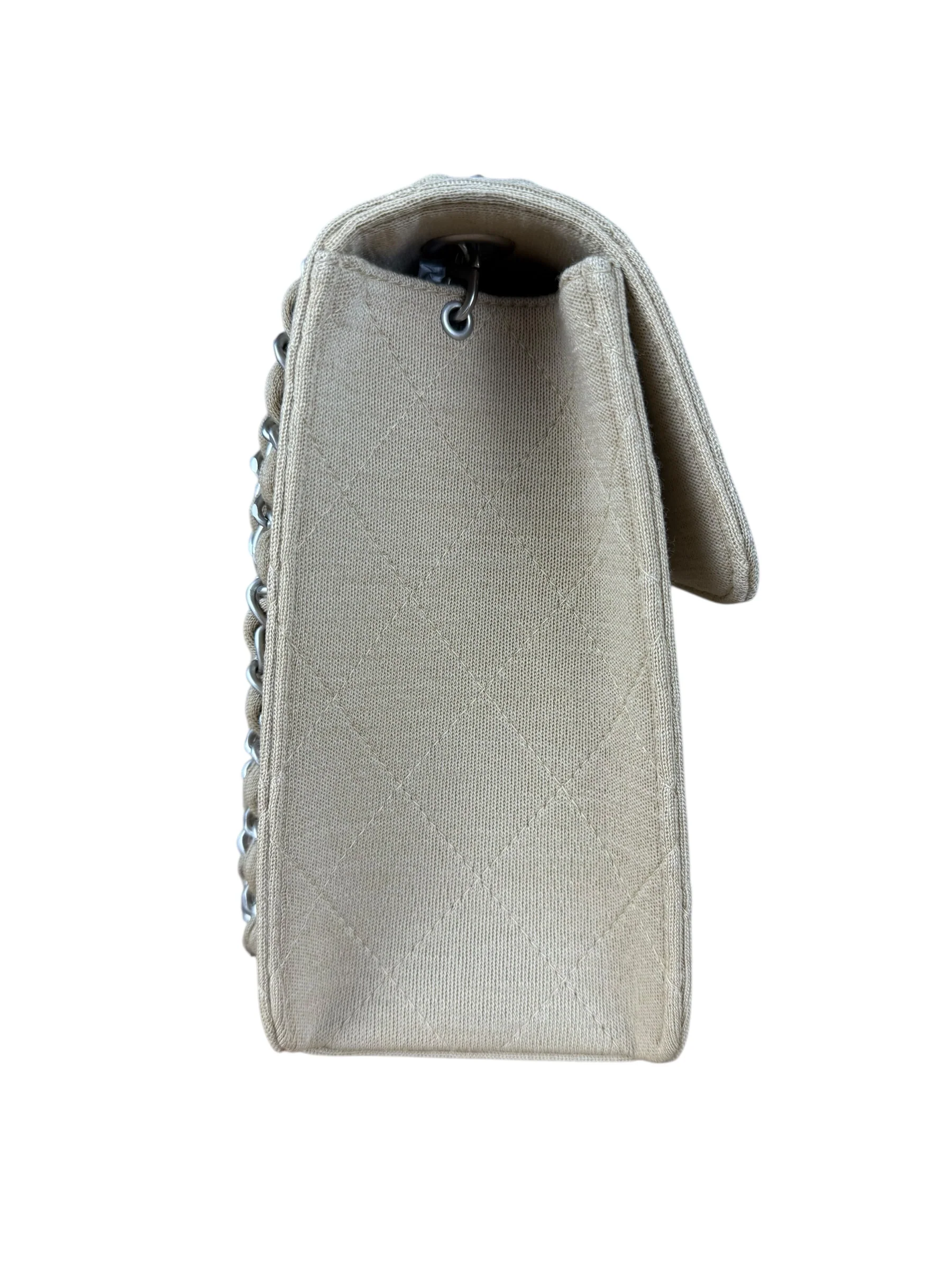 Chanel Beige Quilted Canvas Chain Flap Bag 1998 - Image 6