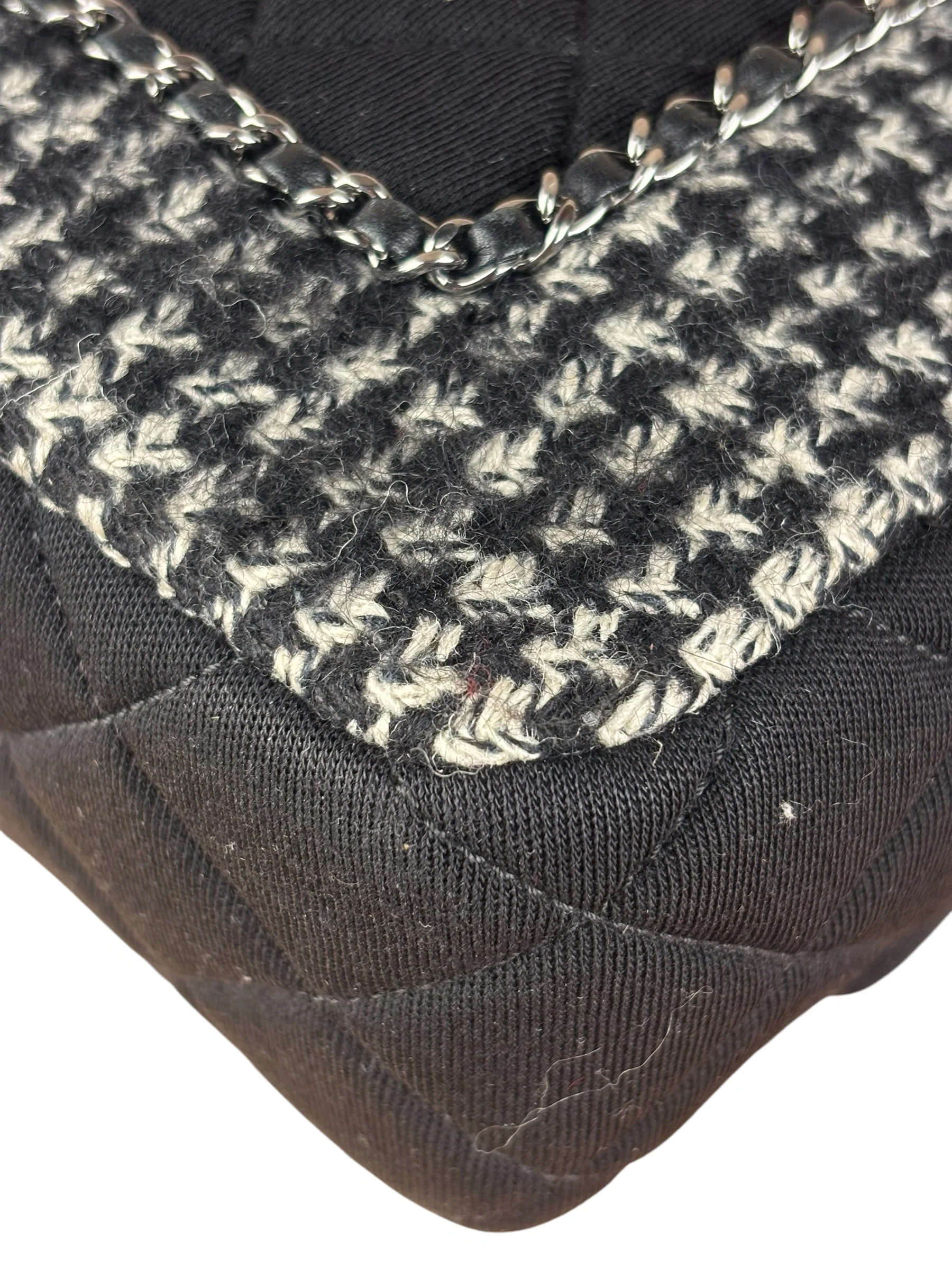 Chanel Black CC Quilted Jersey and Tweed Chain Flap Bag 2014 - Image 20
