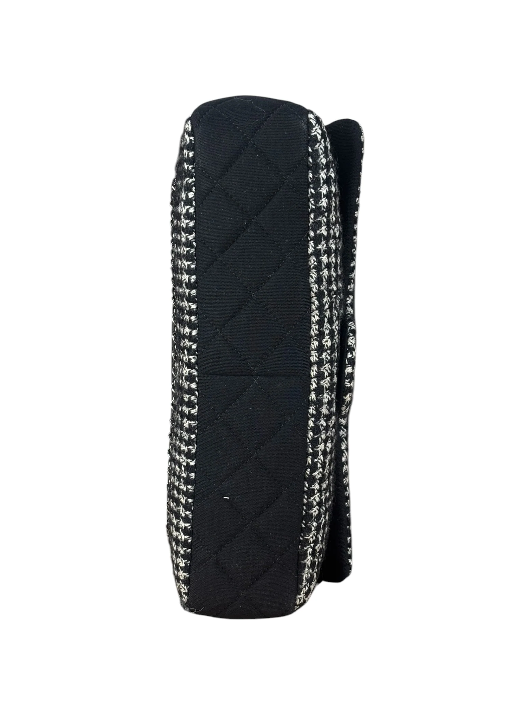 Chanel Black CC Quilted Jersey and Tweed Chain Flap Bag 2014 - Image 7