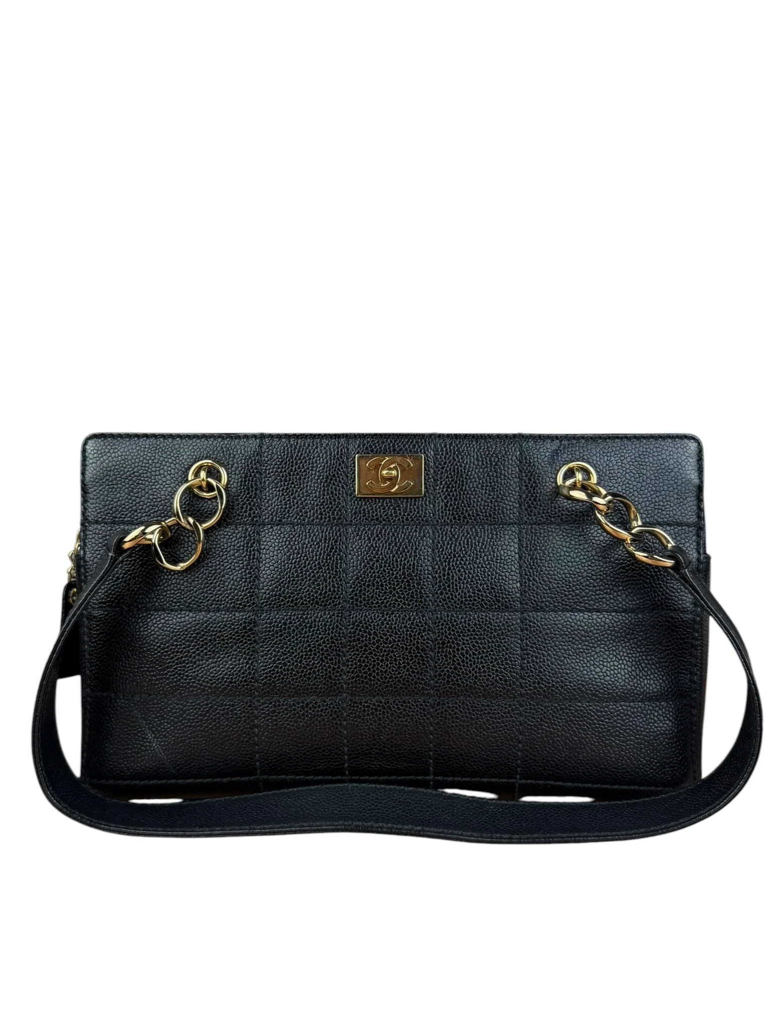 Chanel Black Choco Bar Stitch Caviar Chain Tote 2002 - Image 2