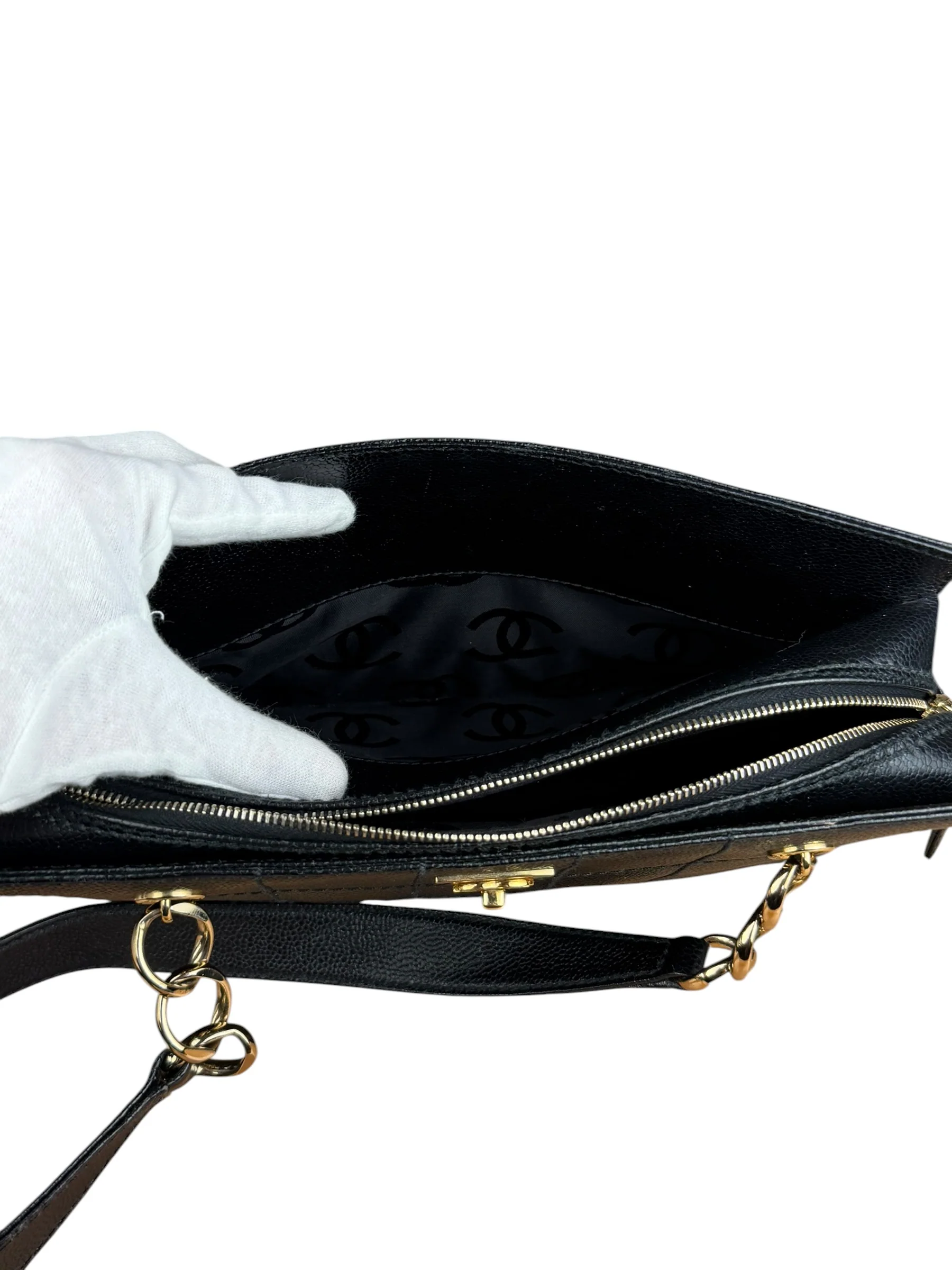 Chanel Black Choco Bar Stitch Caviar Chain Tote 2002 - Image 20