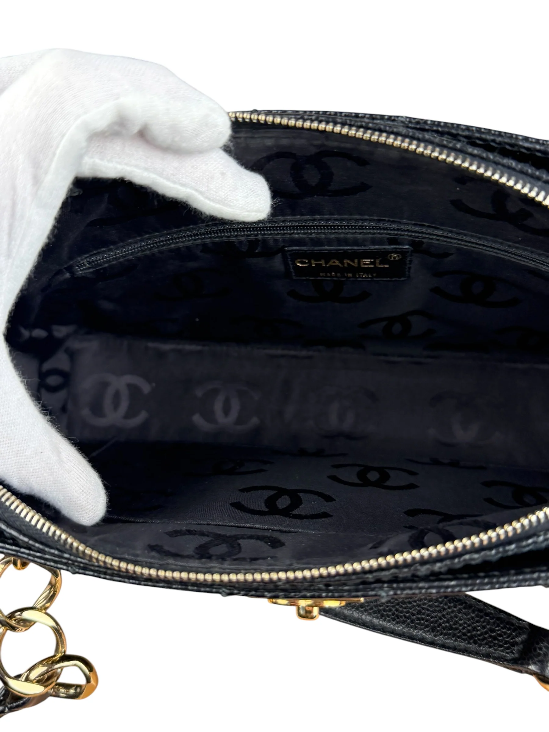 Chanel Black Choco Bar Stitch Caviar Chain Tote 2002 - Image 23