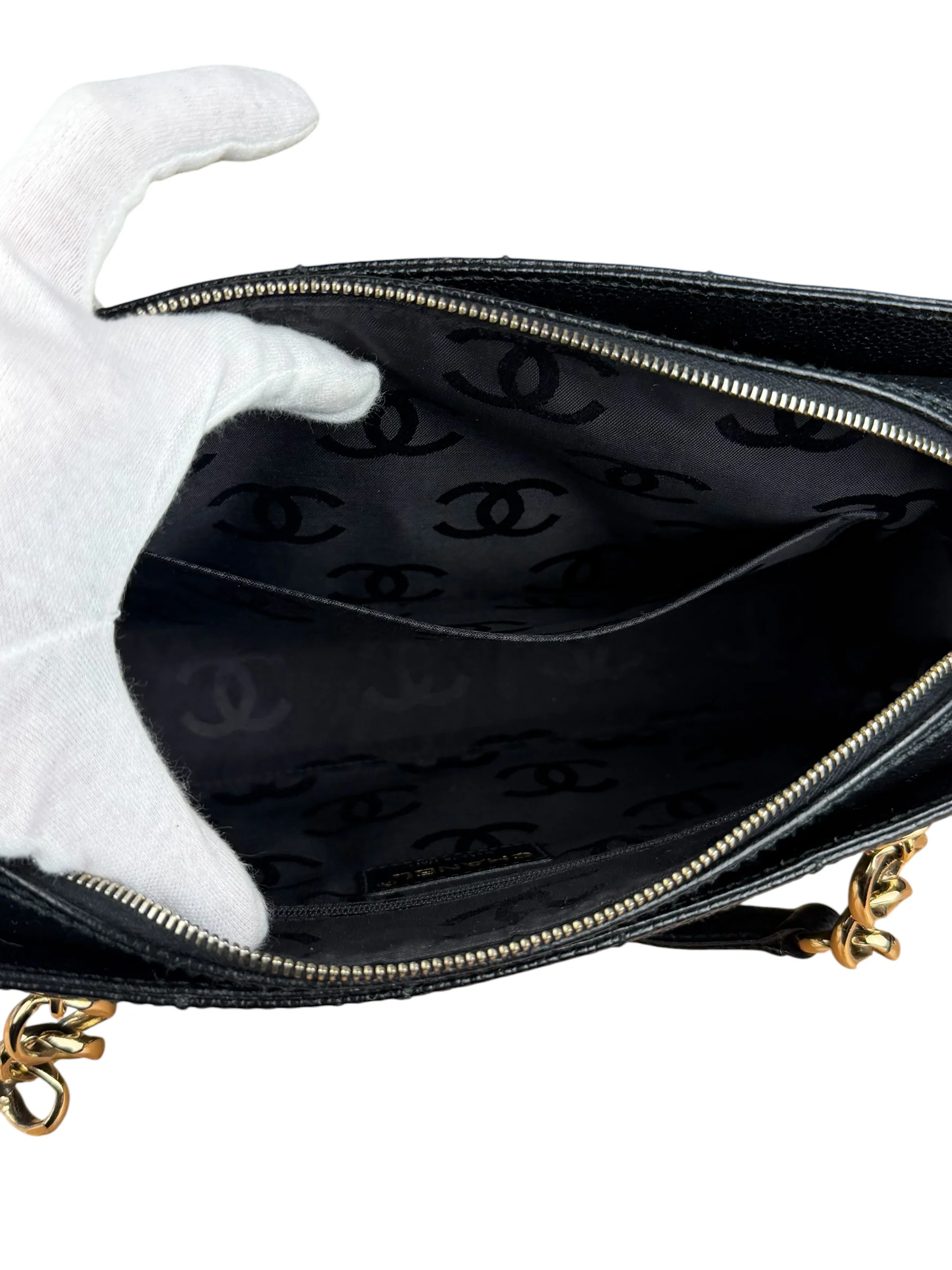 Chanel Black Choco Bar Stitch Caviar Chain Tote 2002 - Image 24