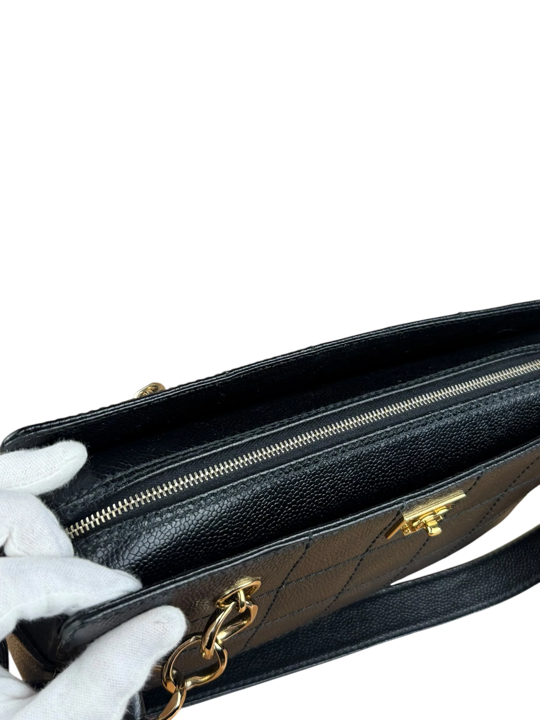 Chanel Black Choco Bar Stitch Caviar Chain Tote 2002 - Image 4