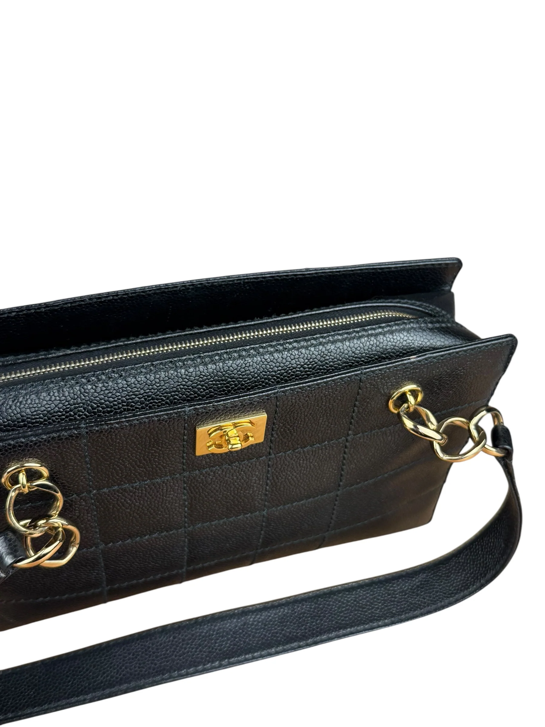 Chanel Black Choco Bar Stitch Caviar Chain Tote 2002 - Image 5