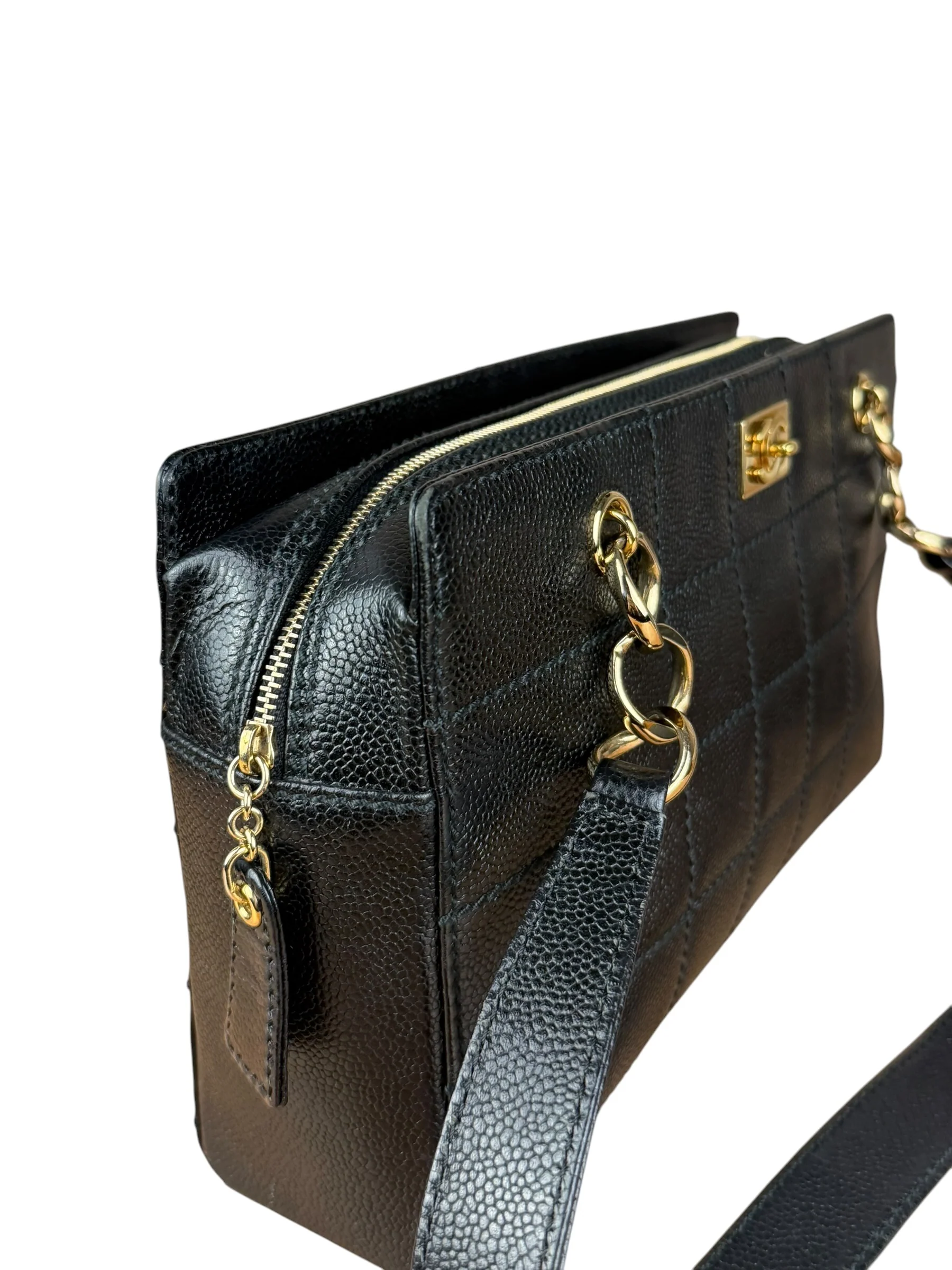 Chanel Black Choco Bar Stitch Caviar Chain Tote 2002 - Image 7