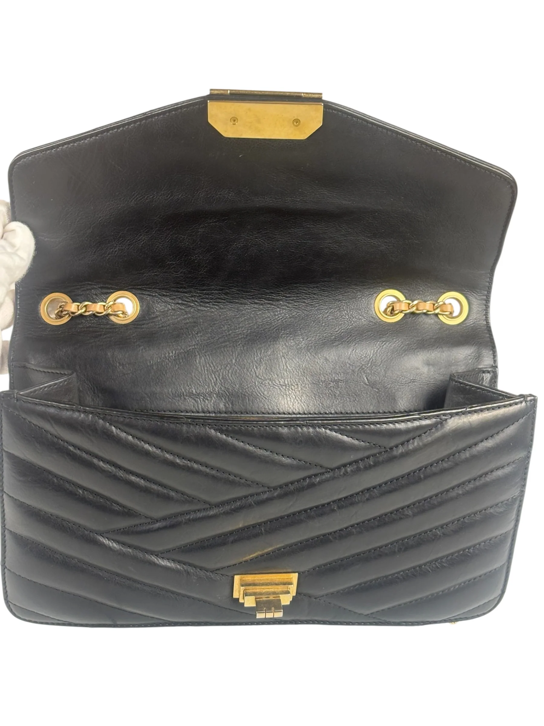 Chanel Black Leather Medium Gabrielle Flap Bag 2011 - Image 12