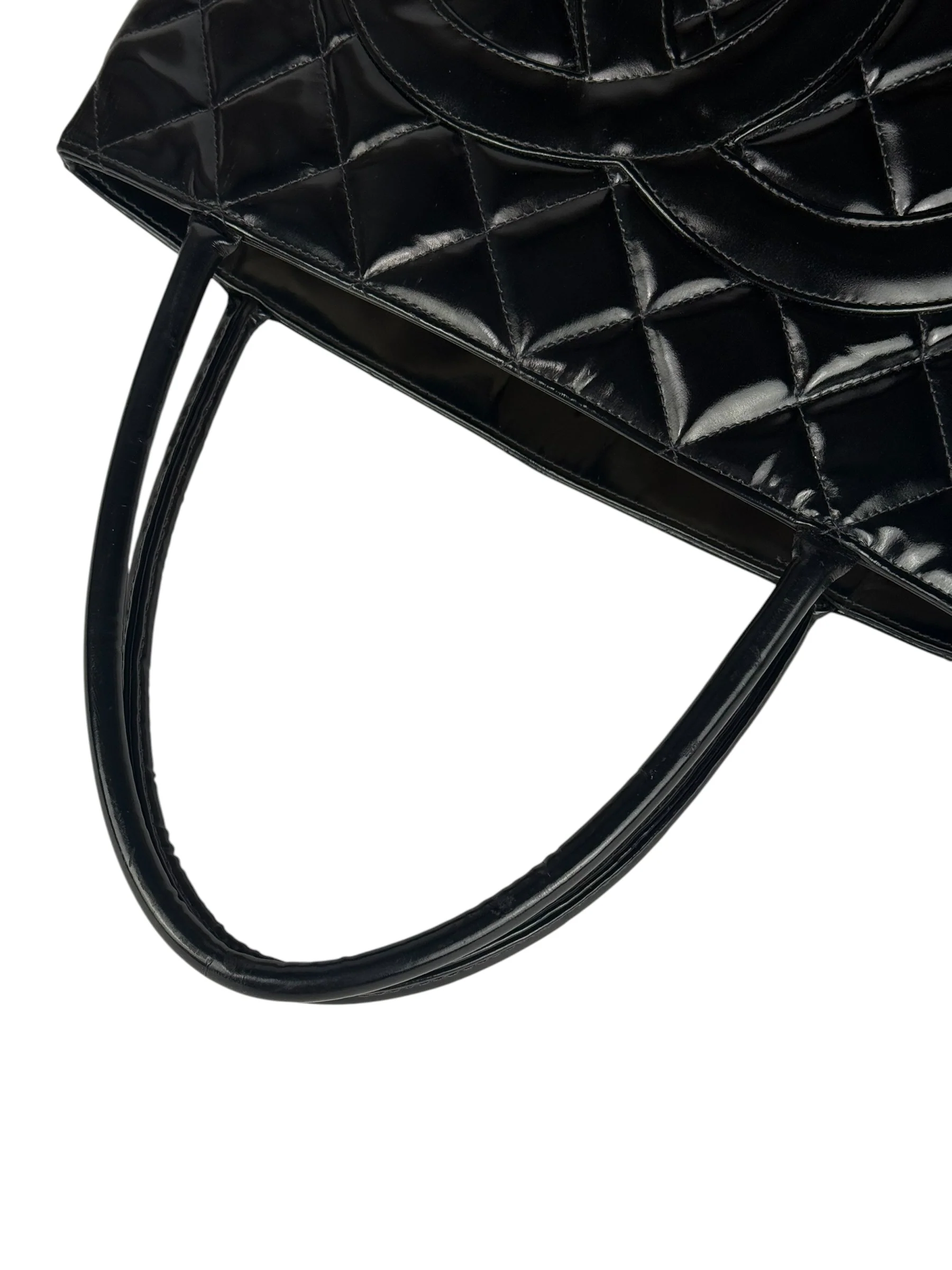 Chanel Black Patent Leather Medallion Tote Bag 1997 - Image 12