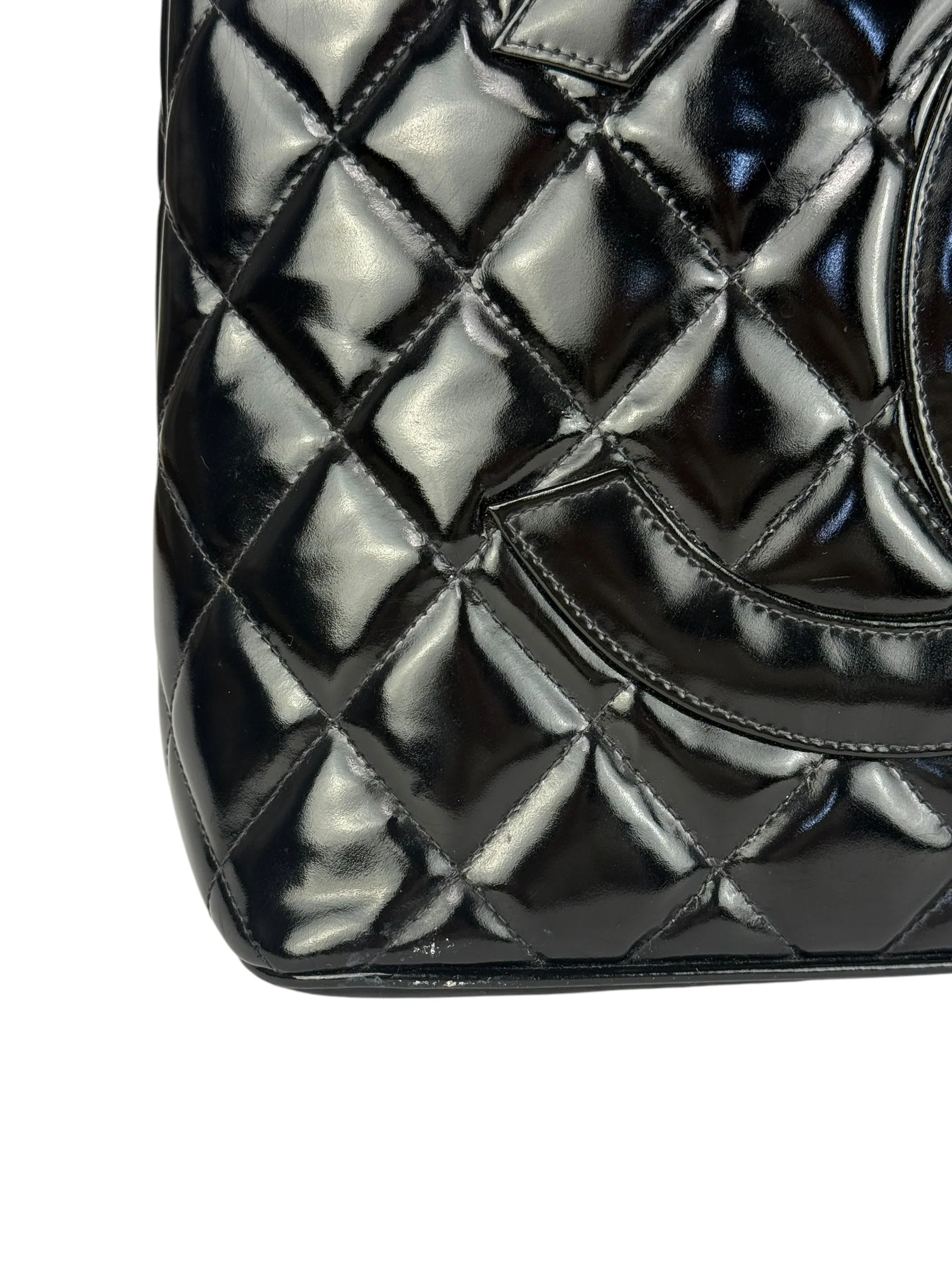 Chanel Black Patent Leather Medallion Tote Bag 1997 - Image 5