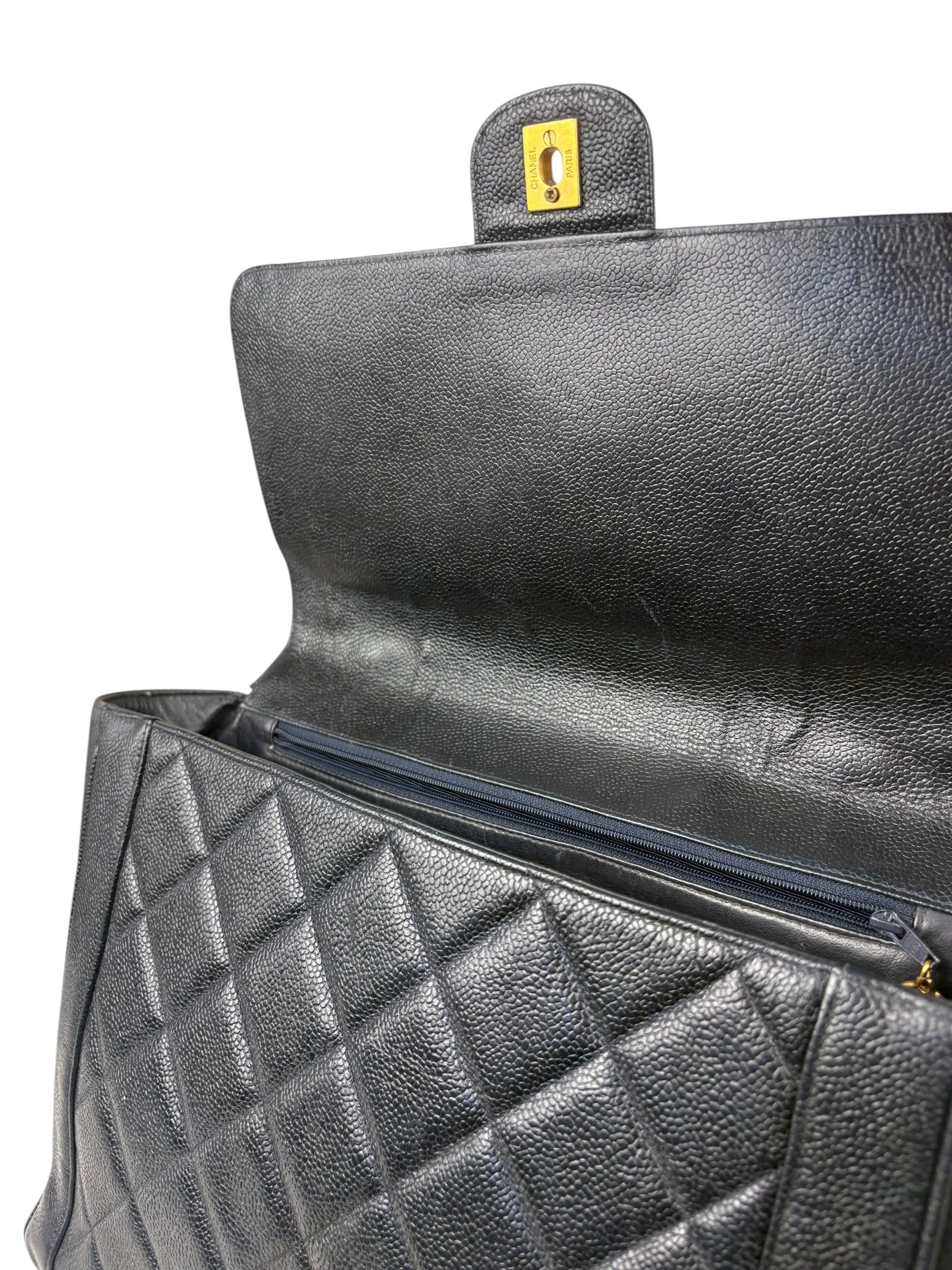 Chanel Black Quilted Caviar Kelly Top Handle Bag 90s - Image 15