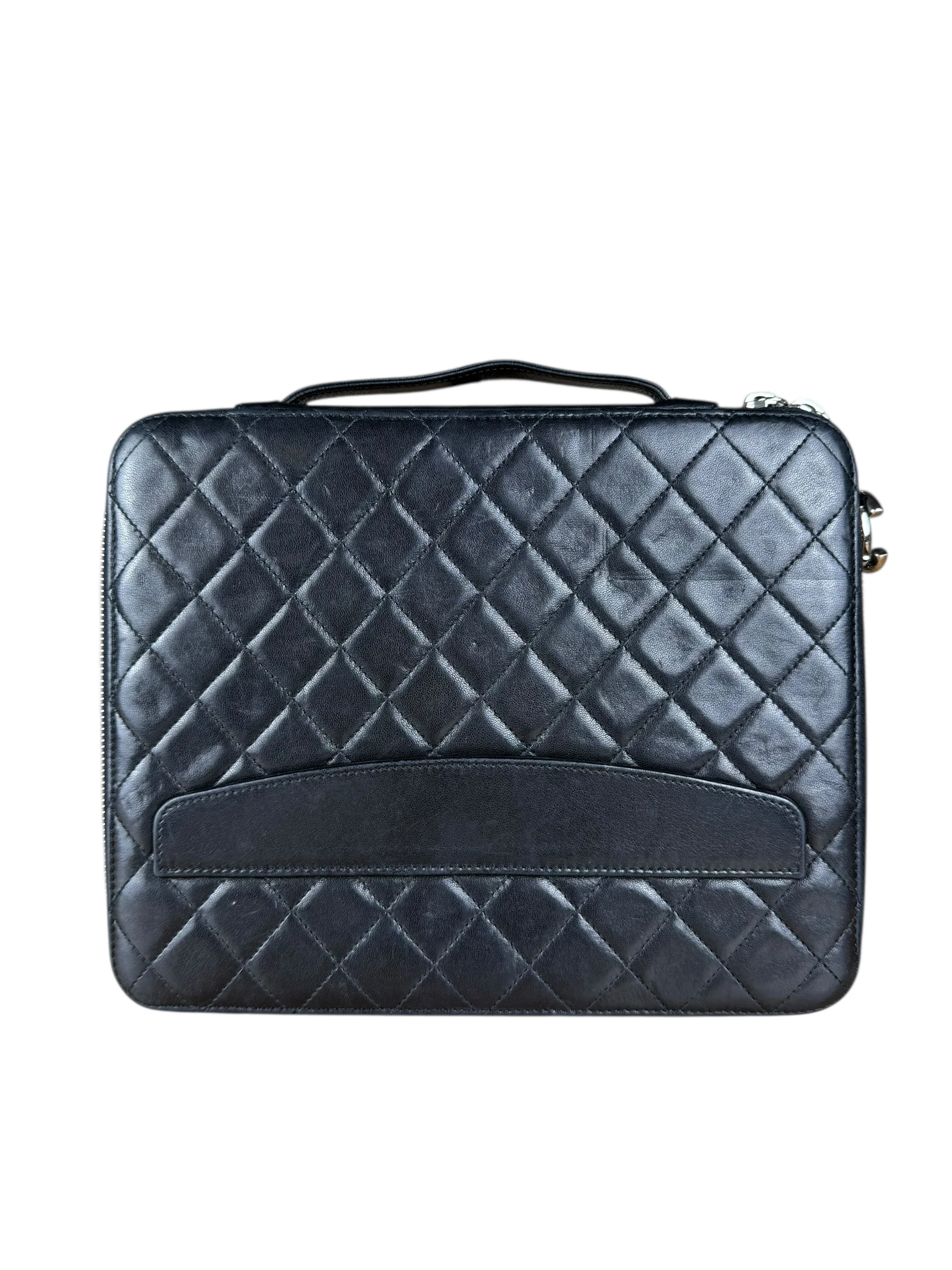 Chanel Black Quilted Caviar Leather Tablet Clutch Case - Image 12