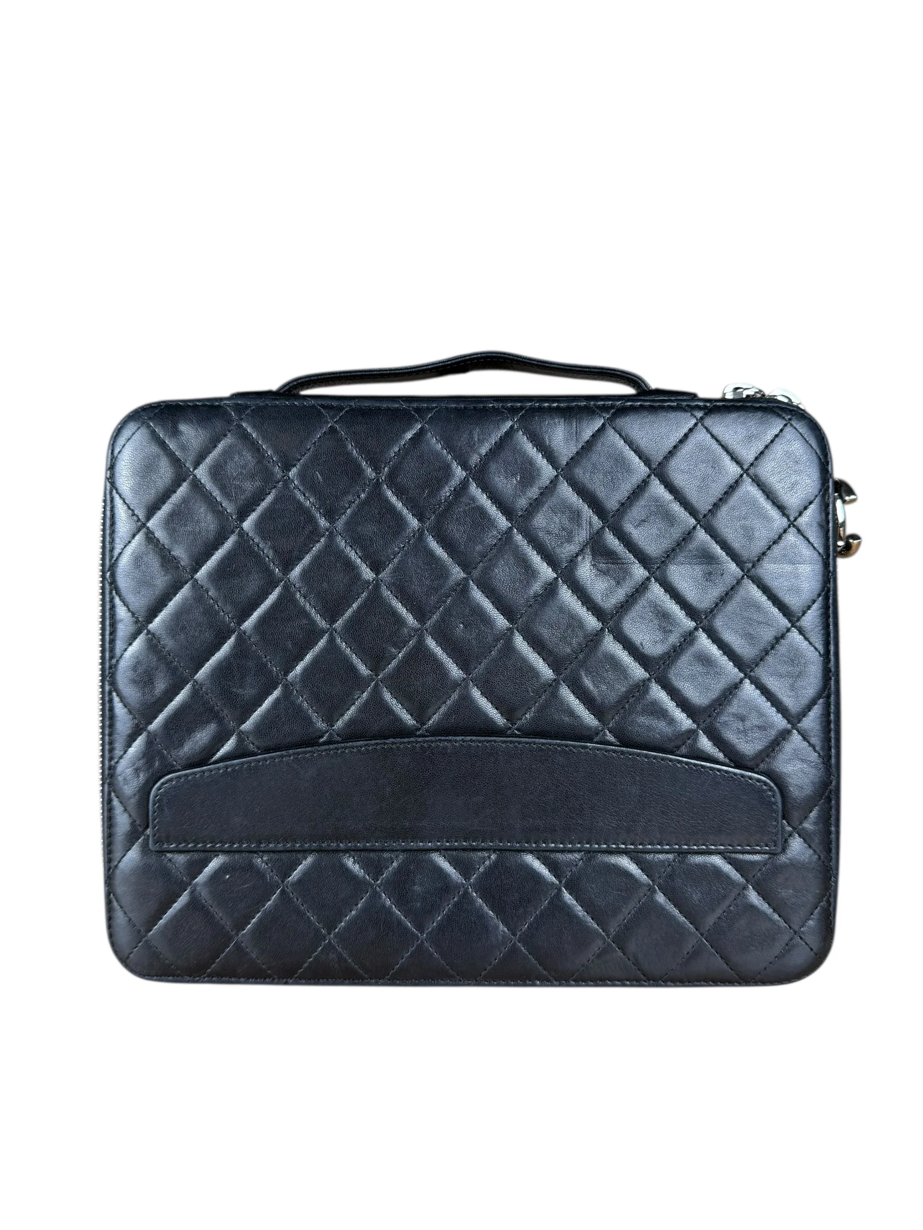 Chanel Black Quilted Caviar Leather Tablet Clutch Case - Image 13