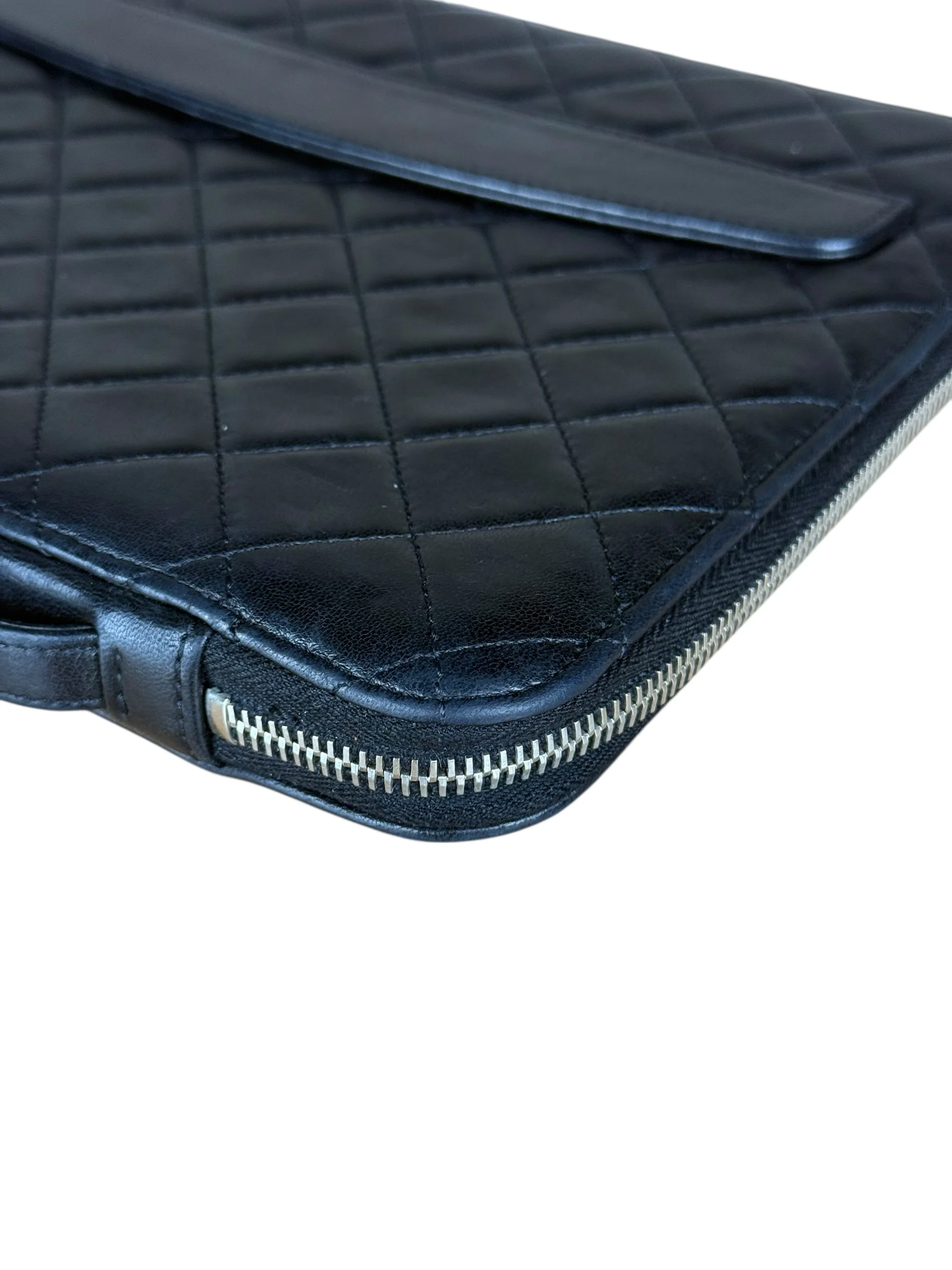 Chanel Black Quilted Caviar Leather Tablet Clutch Case - Image 16