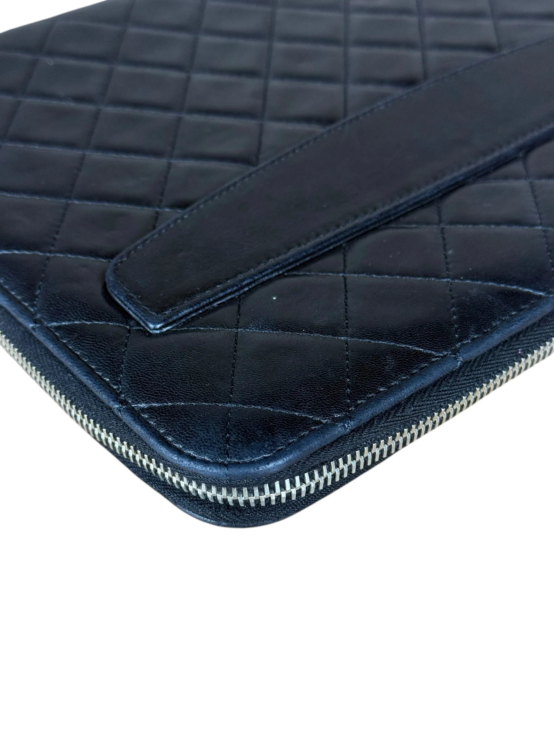 Chanel Black Quilted Caviar Leather Tablet Clutch Case - Image 17