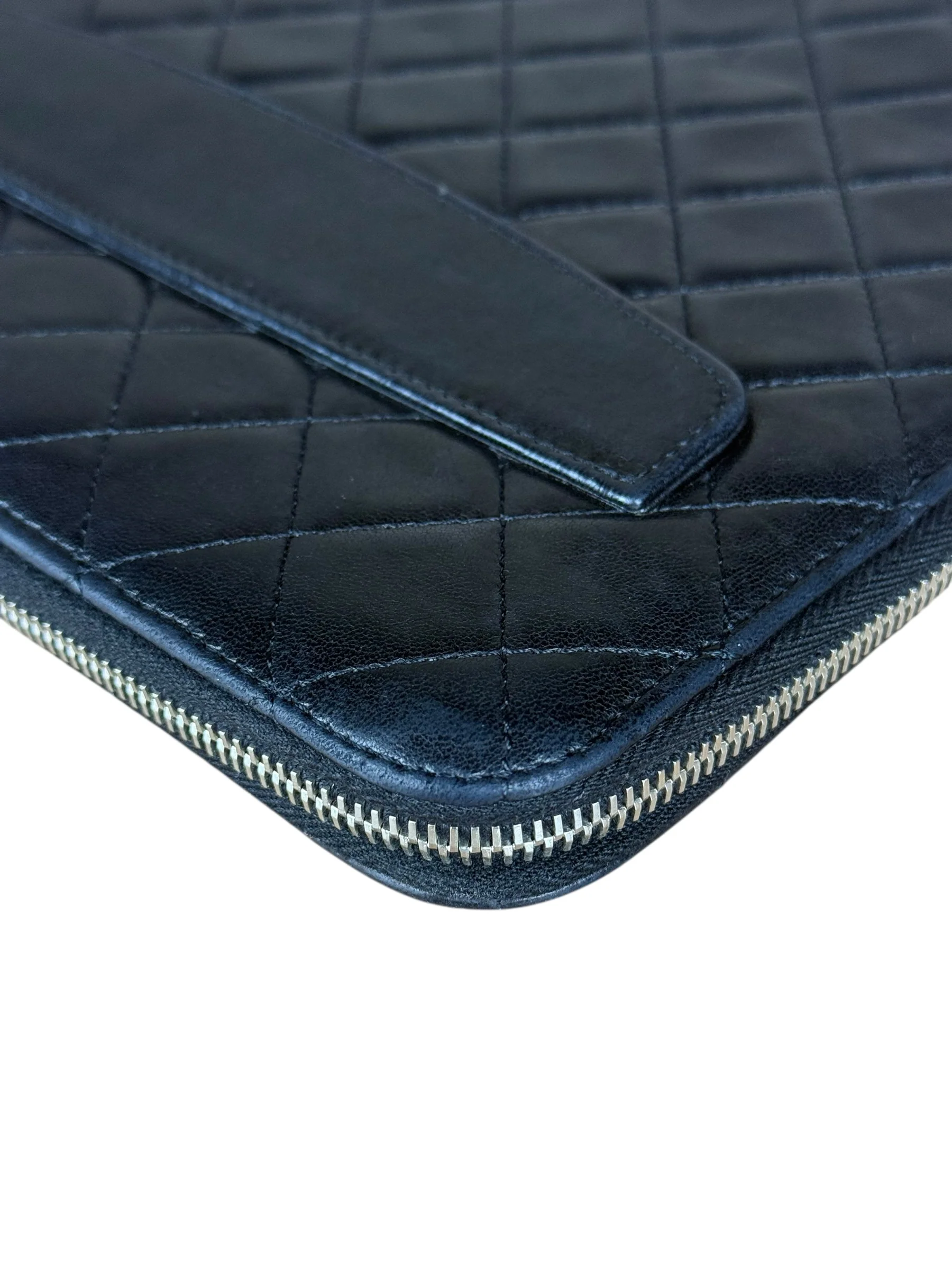 Chanel Black Quilted Caviar Leather Tablet Clutch Case - Image 18
