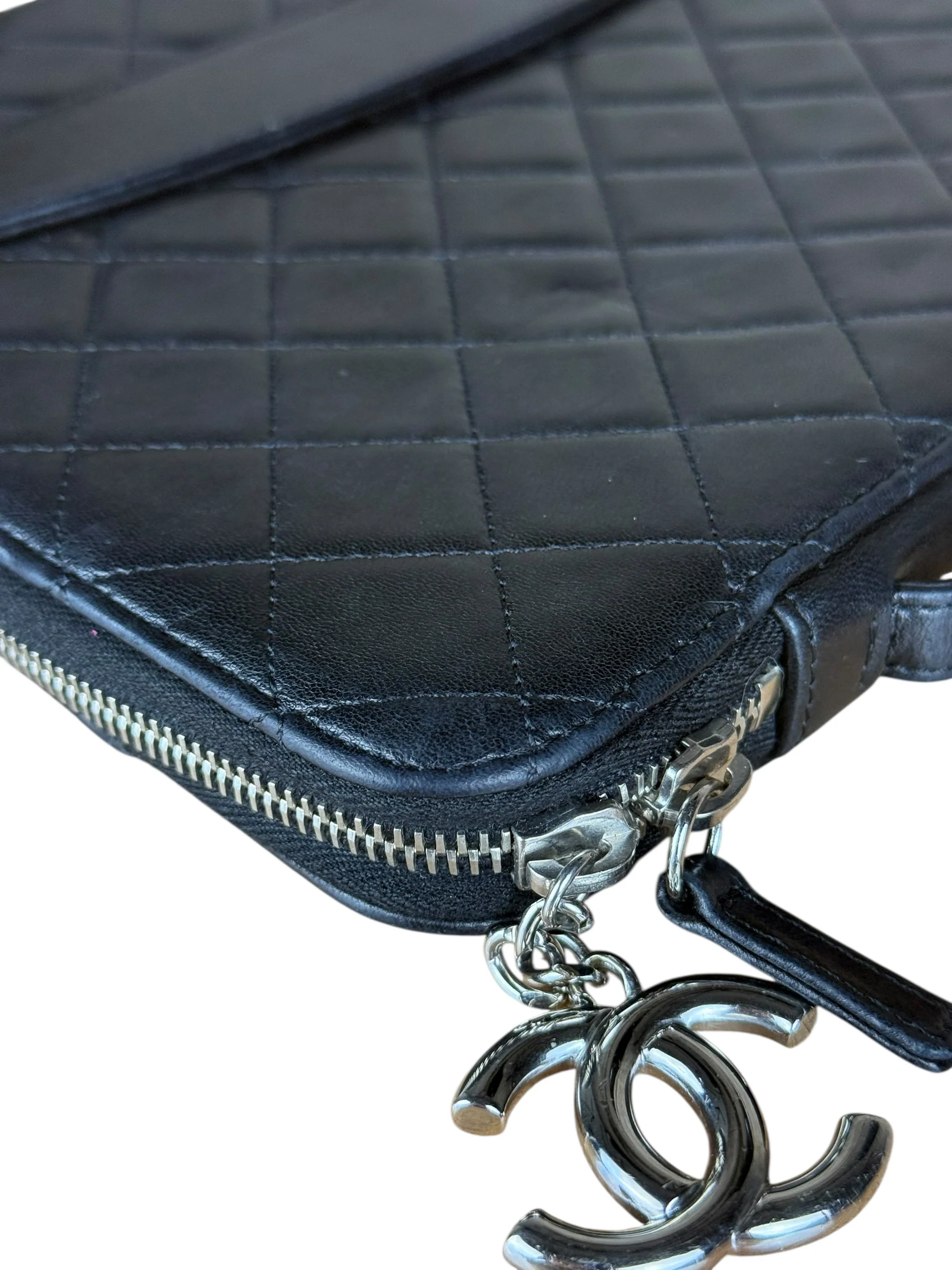 Chanel Black Quilted Caviar Leather Tablet Clutch Case - Image 19