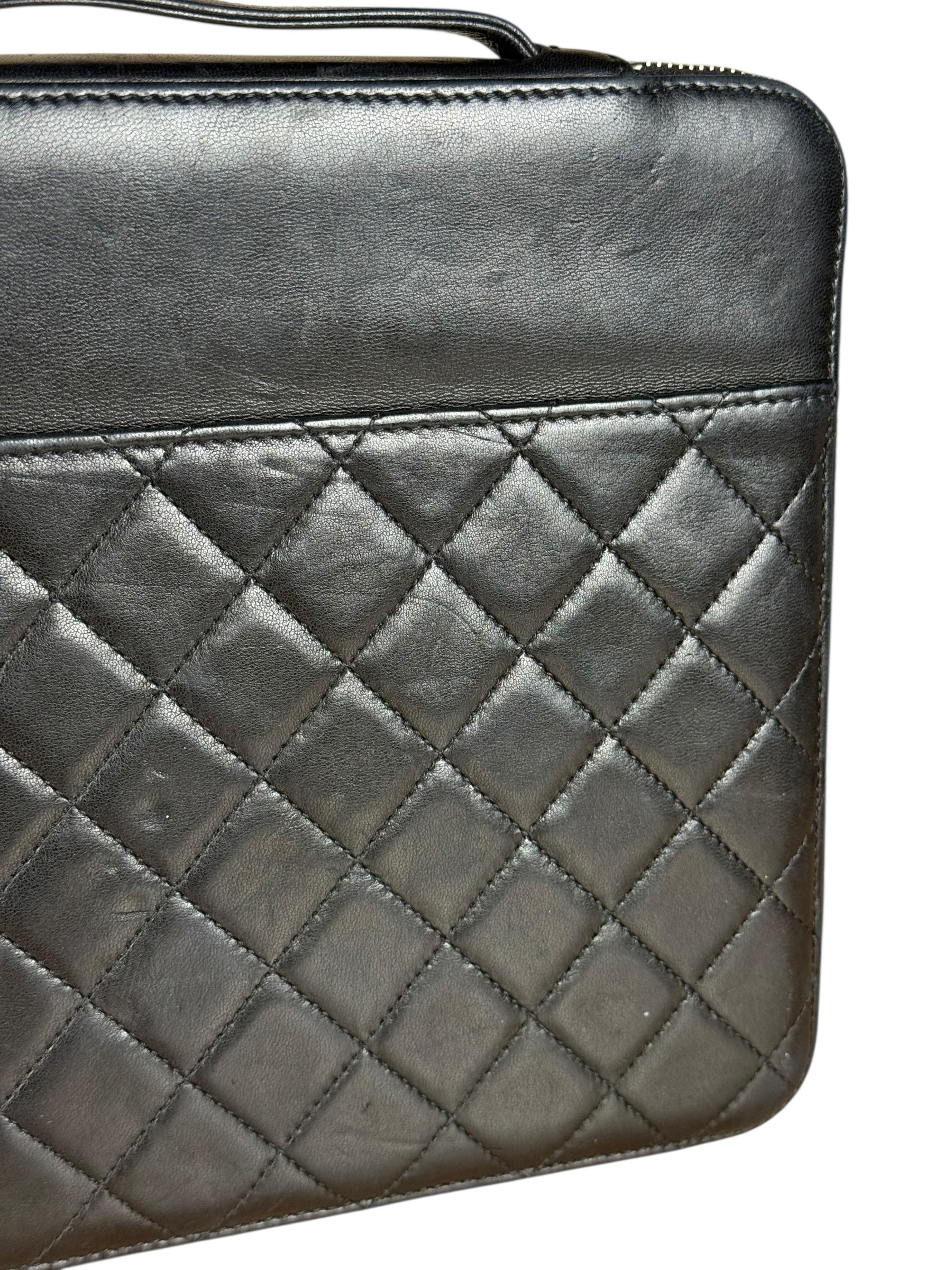 Chanel Black Quilted Caviar Leather Tablet Clutch Case - Image 21